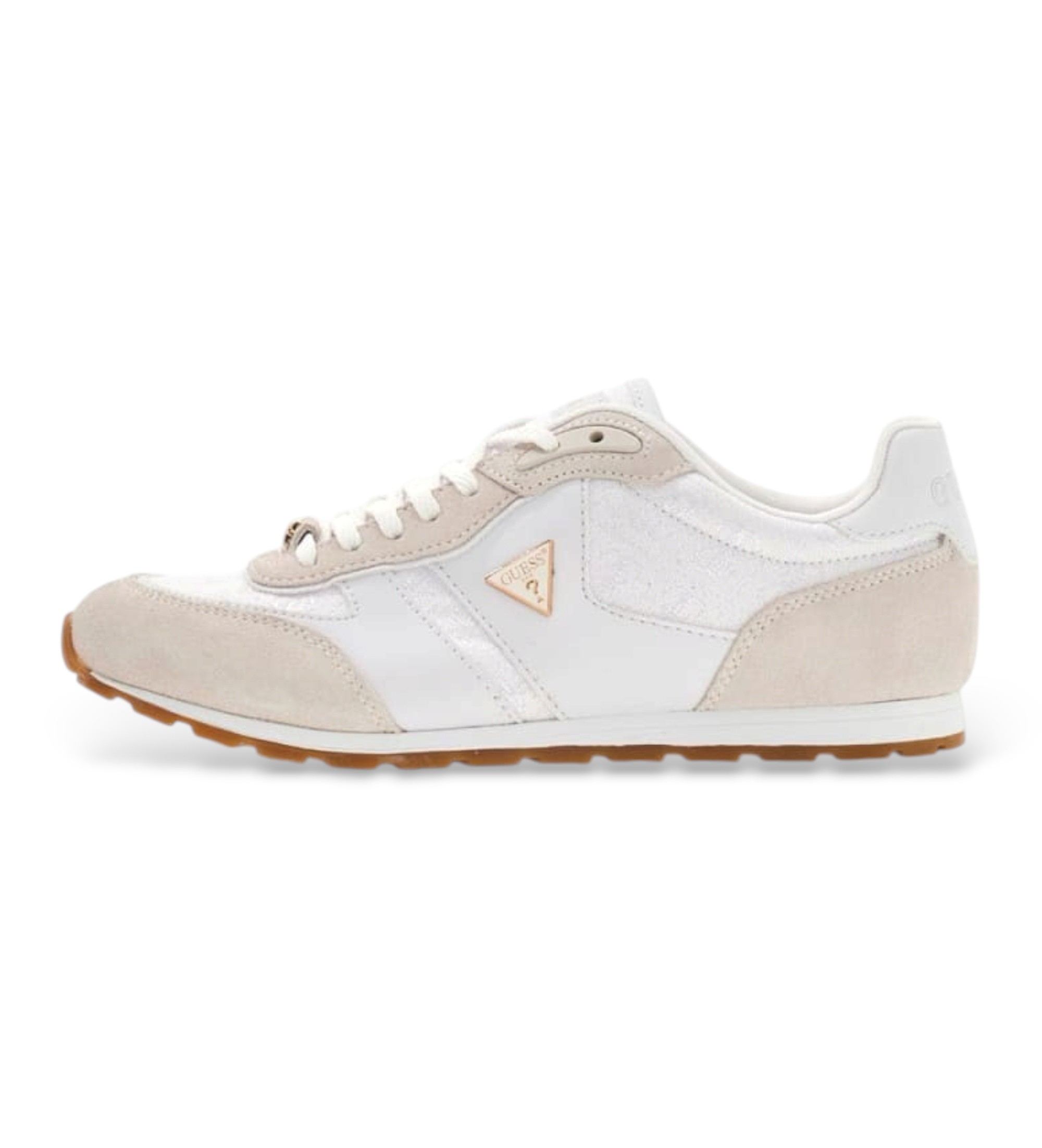 Guess für Damen. FLTTYRSUE12 Sneaker Tyrah weiß, beige (41), Stoff, Wohnung, Schnürsenkel, Lässig