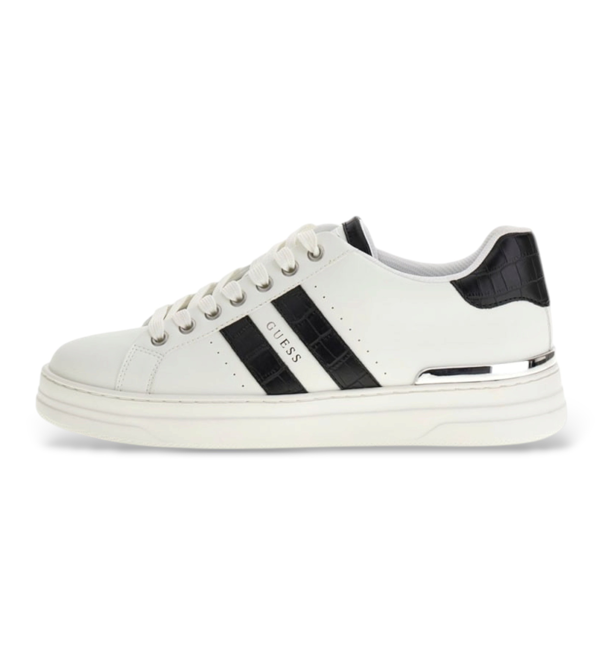 Guessvoor mannen. FMFWYCLEA12 Wycron witte leren sneakers (41), Leer, Plat, Veters, Casual
