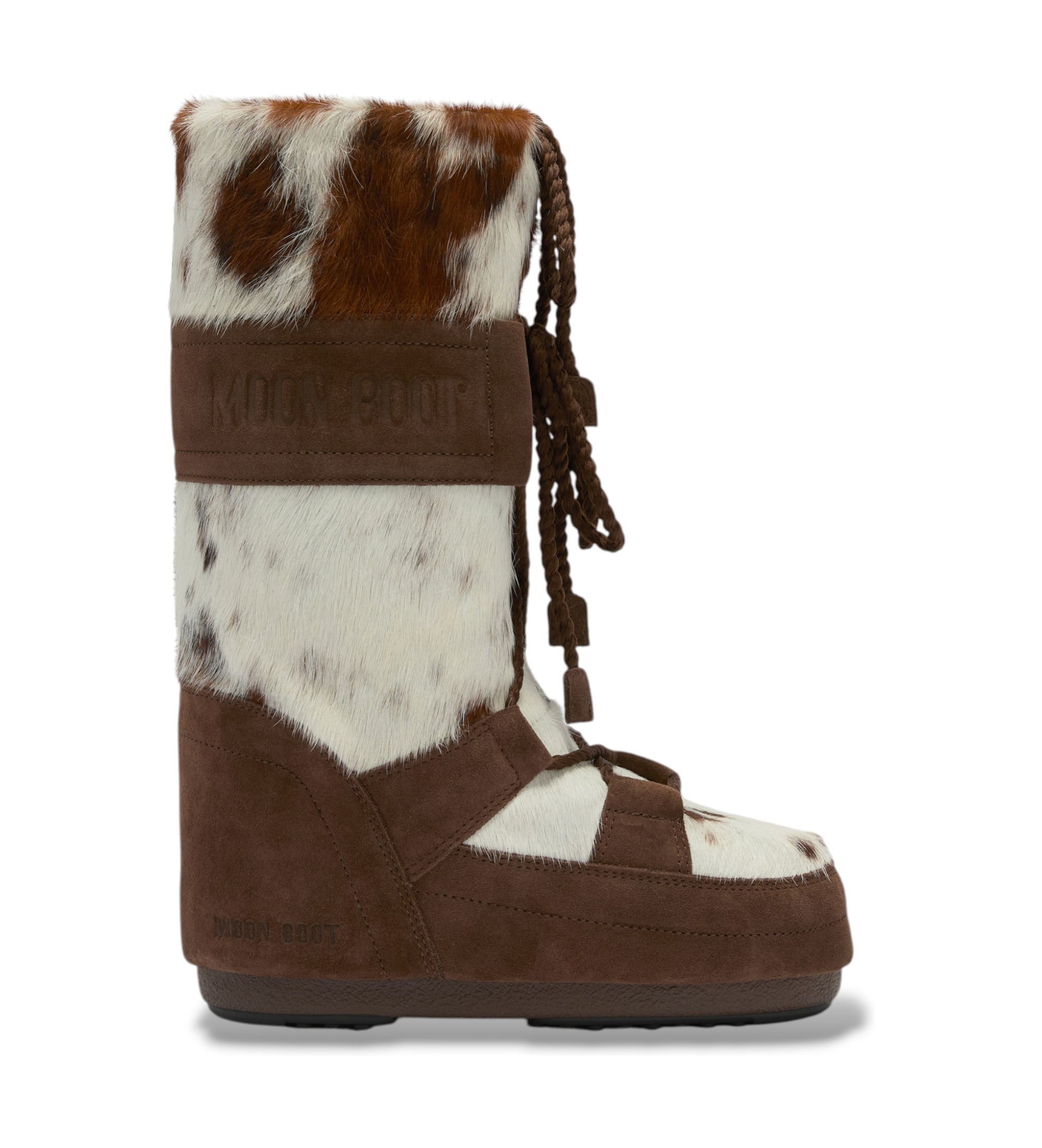 Moon Bootvoor vrouwen. 80D1403220 Iconische leren laarzen Archive 1985 Cow bruin (39/41), Leer, Plat, Veters, Casual, Dierenprint