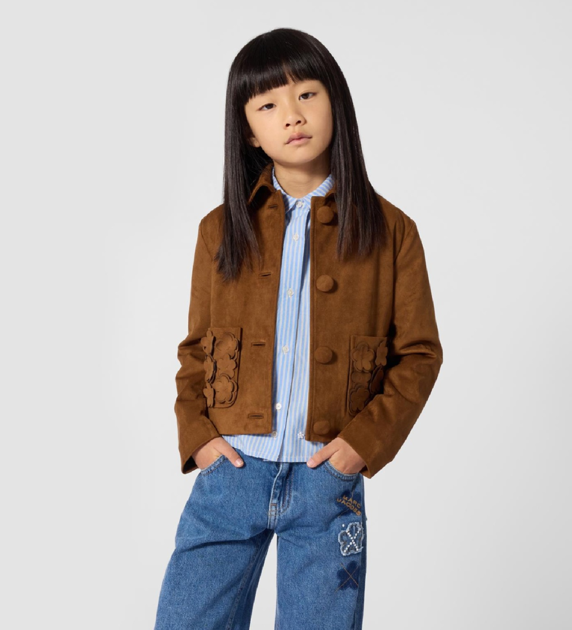 Marc Jacobsvoor meisjes. W61011 Zacht bruin jasje (12Y= 150cm), Casual, Polyester, kinderkleding