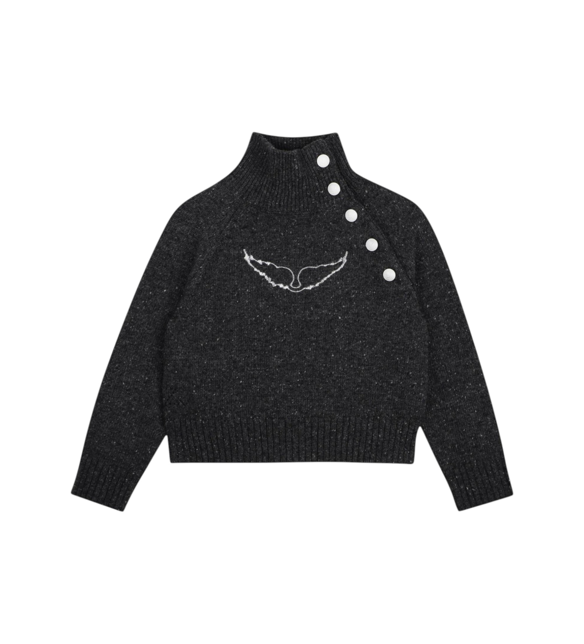 Zadig & Voltairevoor meisjes. X60808 Jersey Logo donkergrijs (14Y= 156cm), Casual, Wol, Lange mouwen, kinderkleding