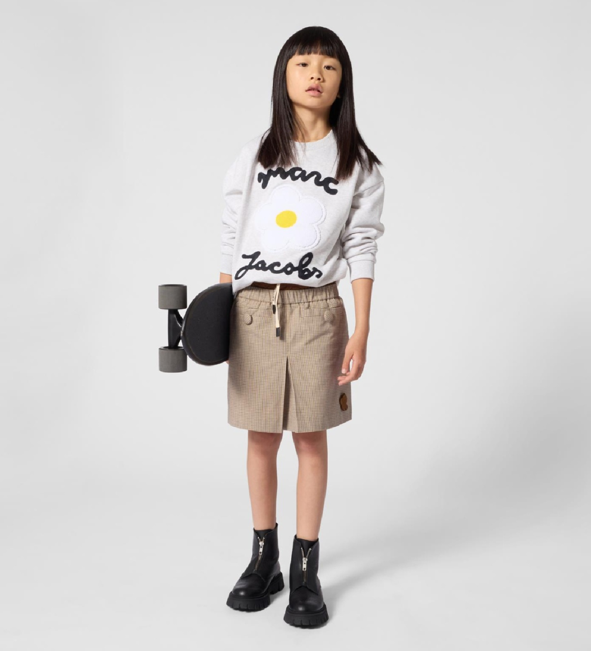 Marc Jacobsvoor meisjes. W61009 Sweater Flor grijs (12Y= 150cm), Casual, Katoen, Lange mouwen, kinderkleding
