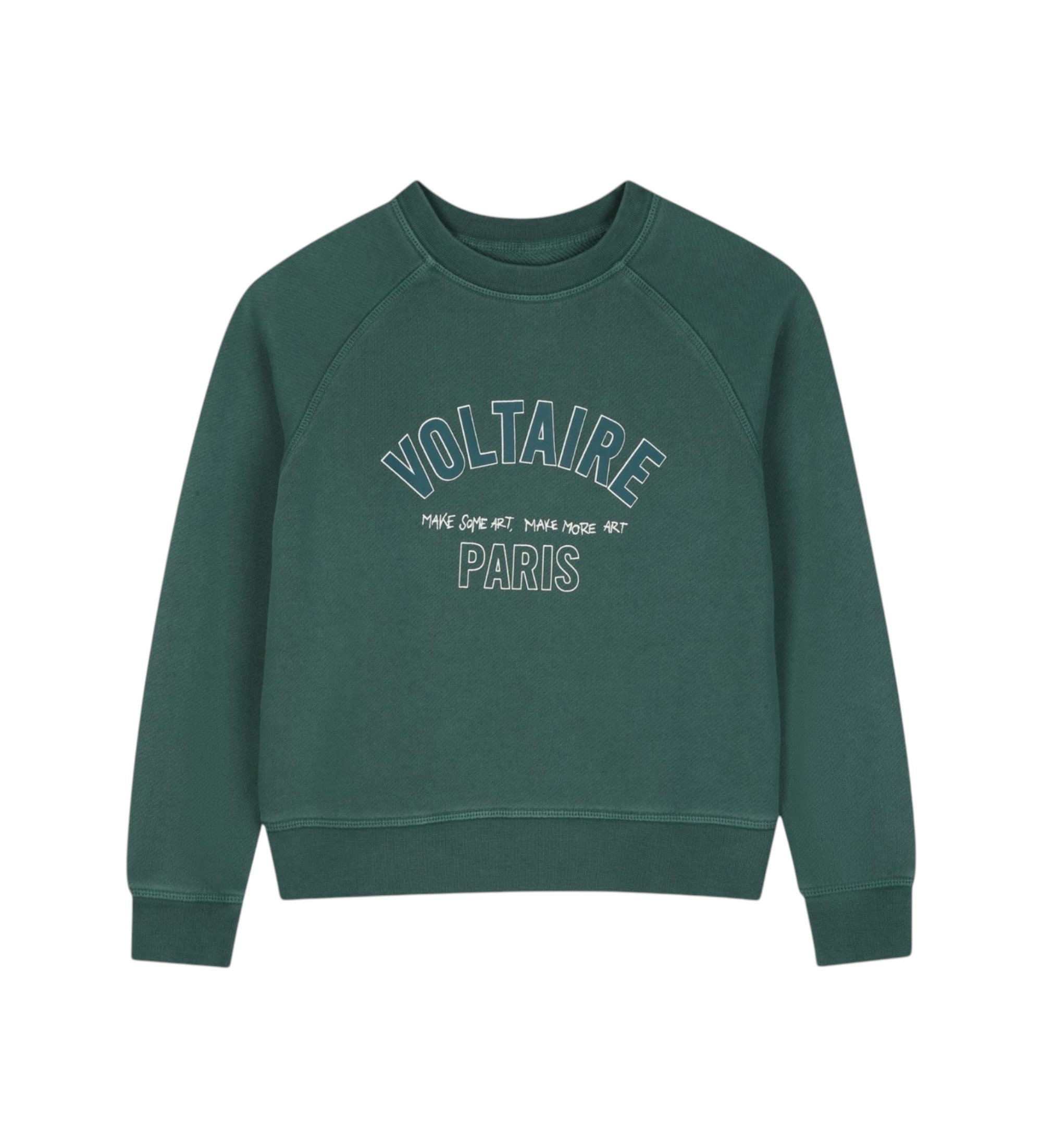 Zadig & Voltairevoor meisjes. X60798 Sweater Paris groen (12Y= 150cm), Casual, Lange mouwen, Biologisch katoen, kinderkleding