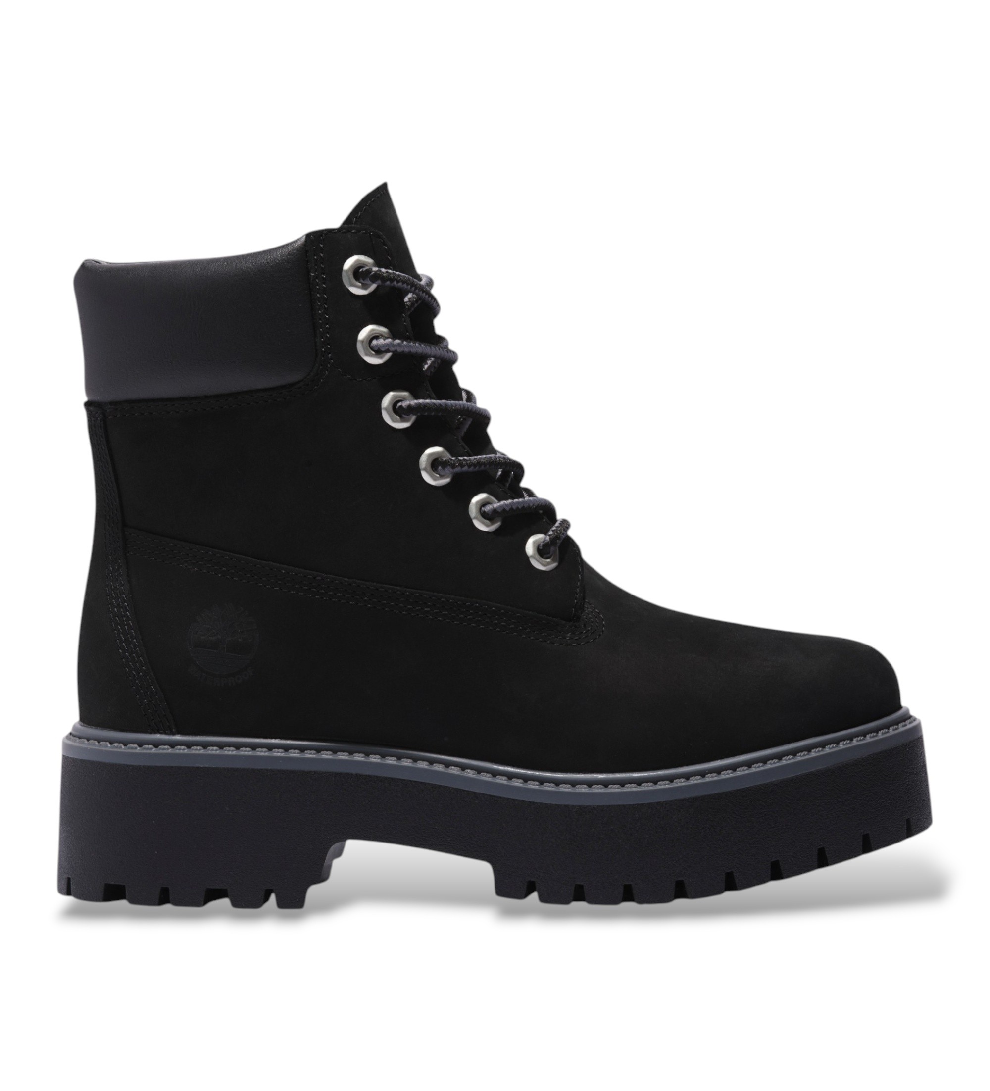 Timberland für Damen. TB1A5RH50151 Stiefel aus Leder Stone Street 6 Inch schwarz (41 W), Wohnung, Schnürsenkel, Lässig