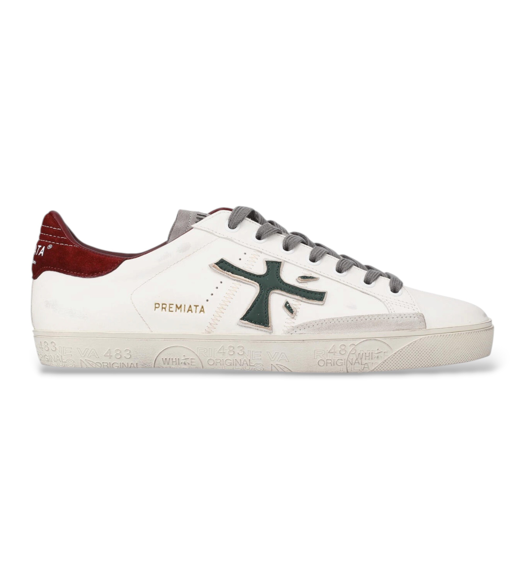 Premiata für Herren. STEVEN Leder Sneakers Steven weiß (41), Wohnung, Schnürsenkel, Lässig