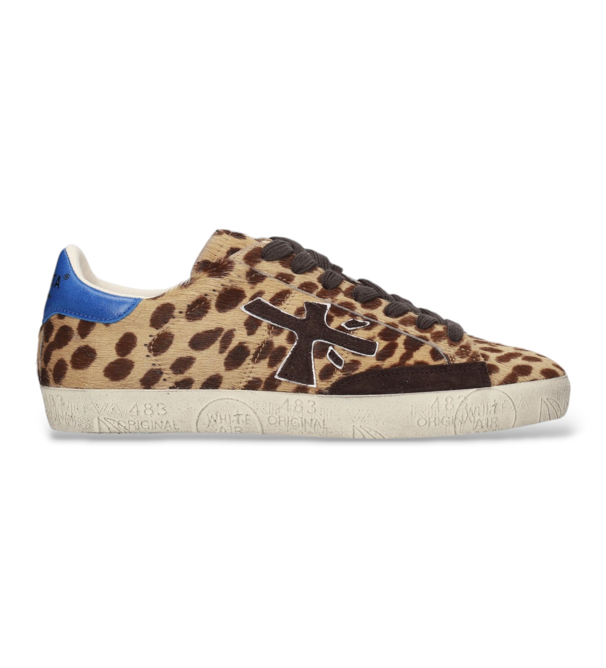 Premiata für Damen. STEVEND Ledersneaker Stevend beige (39), Wohnung, Schnürsenkel, Lässig, Tierdruck