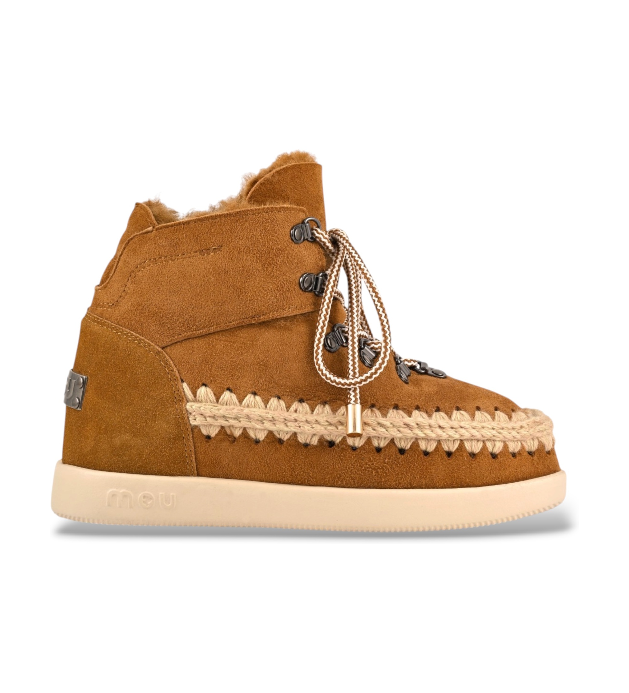 Mouvoor vrouwen. MU.FW771000A Bruine New Inner Wedge enkellaarsjes van leer (35), 3 tot 5 cm, Veters, Casual