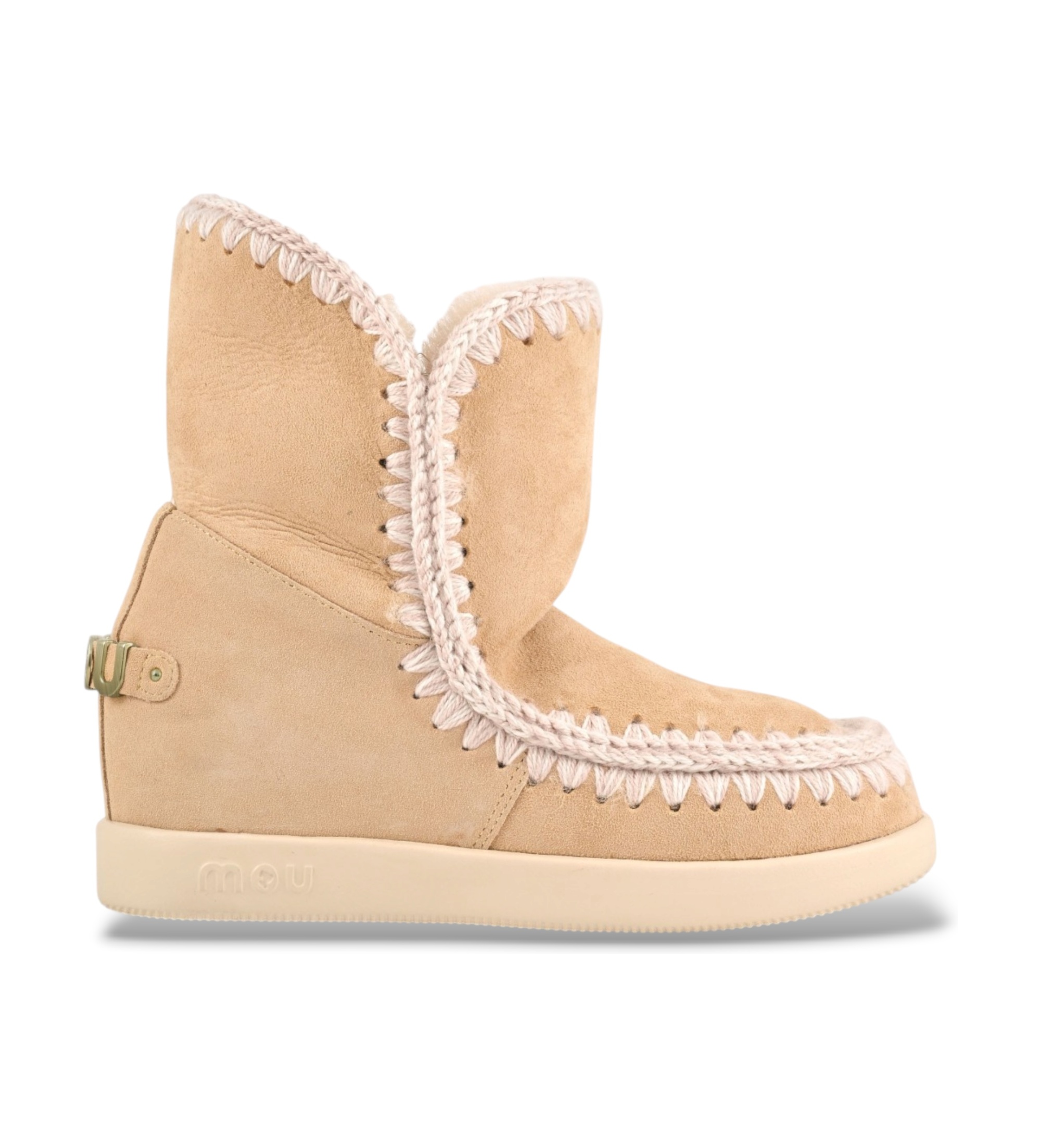 Mouvoor vrouwen. MU.FW771001A Suède enkellaarsjes New Inner Wedge beige (39), Leer, 3 tot 5 cm, Geen, Casual