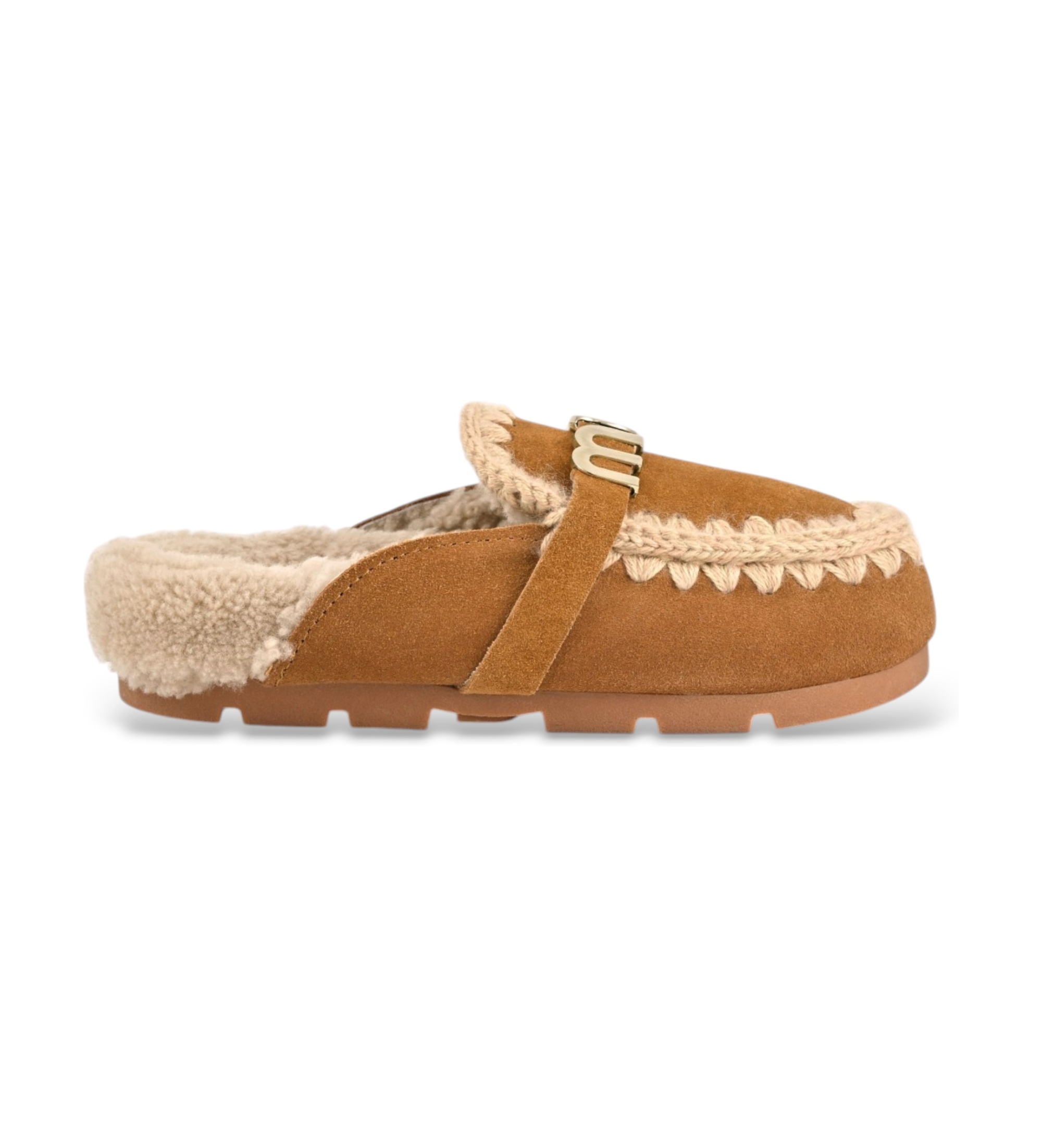 Mouvoor vrouwen. MU.FW431000A Winter Bio Slide Logo mules van suède in bruin (39), Plat, Geen, Casual
