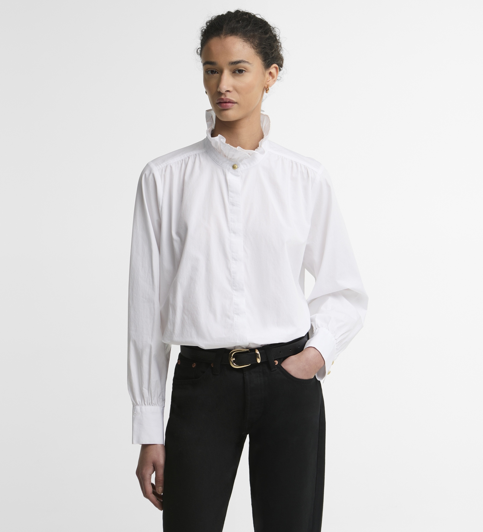 Barbour für Damen. LSH1785 Hemd Adina weiß (M), Lässig, Synthetisch, Langarm