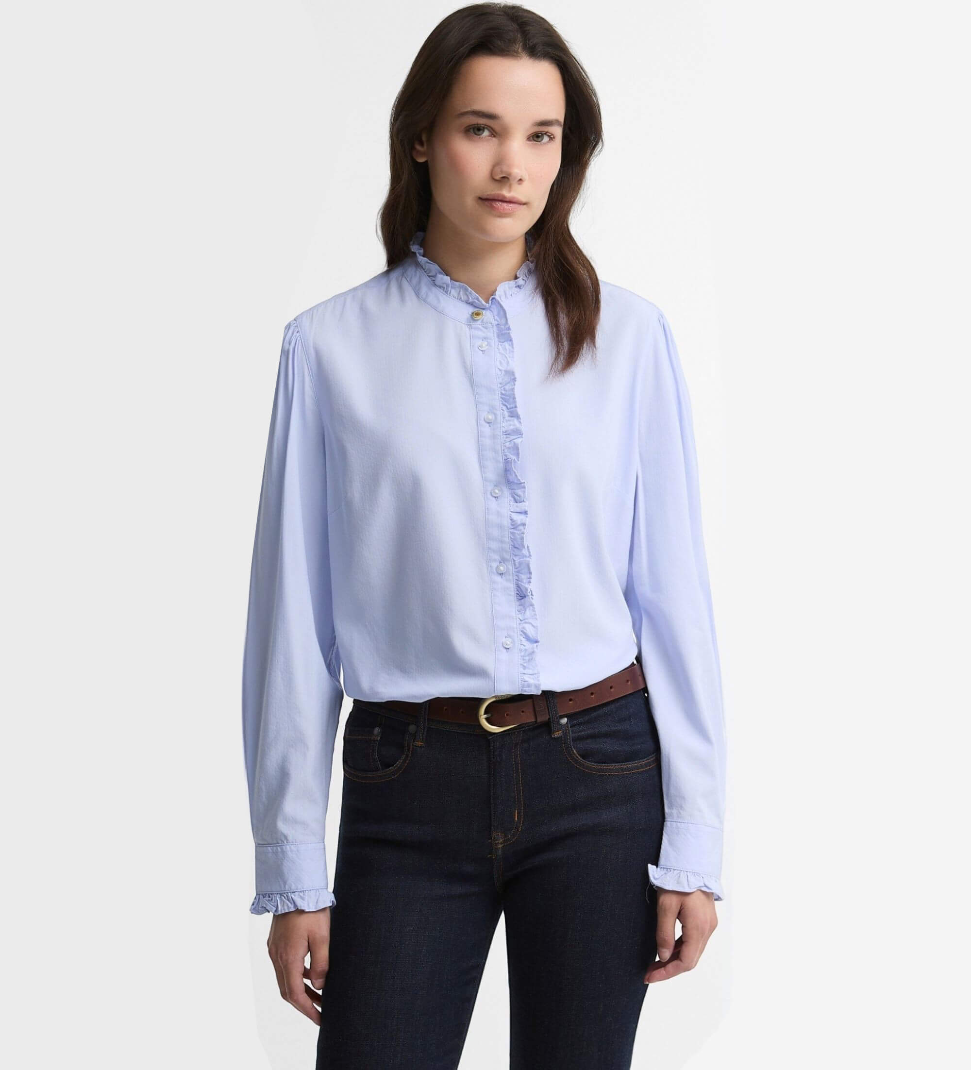 Barbour für Damen. LSH1776 Antoinette Hemd blassblau (L), Lässig, Viskose, Langarm