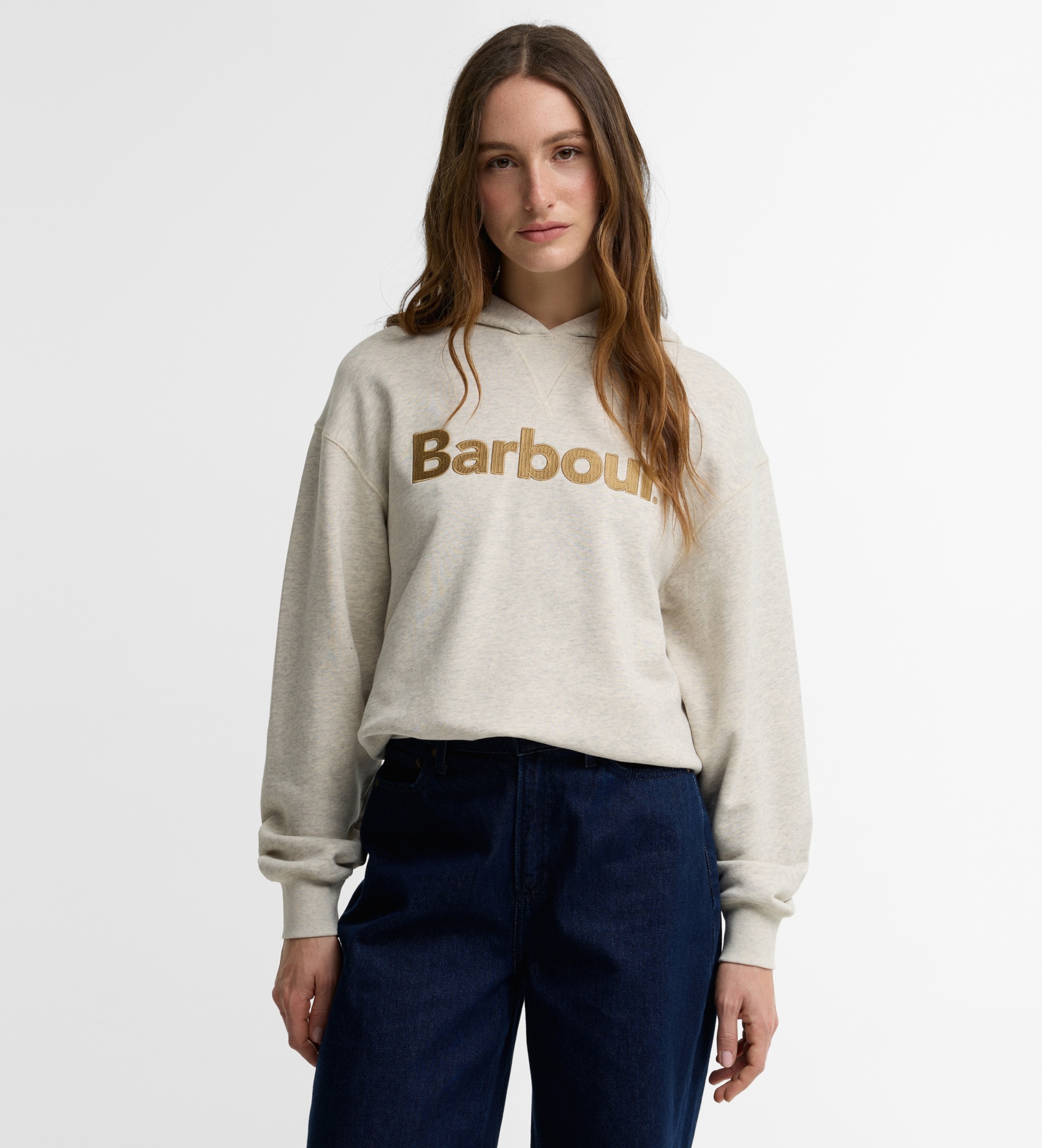 Barbour für Damen. LOL0673 Hellgrauer Hartland Kapuzenpullover (L), Lässig, Synthetisch