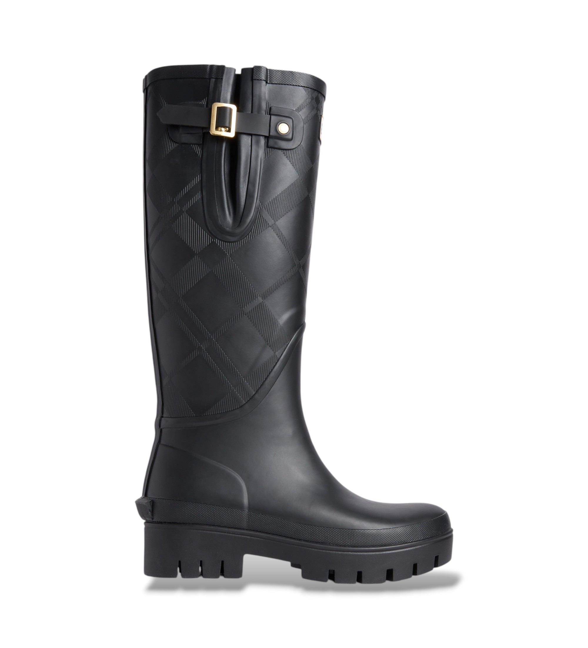 Barbour für Damen. LRF0143 Botas Leighton Tartan Tall Welly schwarz (40), Wohnung, Keine, Draußen