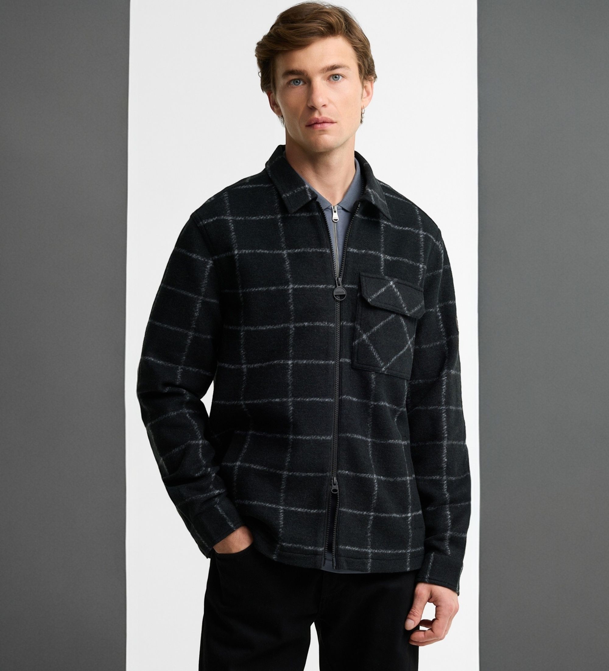 Barbour für Herren. MFL0230 Schwarzes Fleece-Innenfutter Payne (M), Lässig, Polyester, Langarm