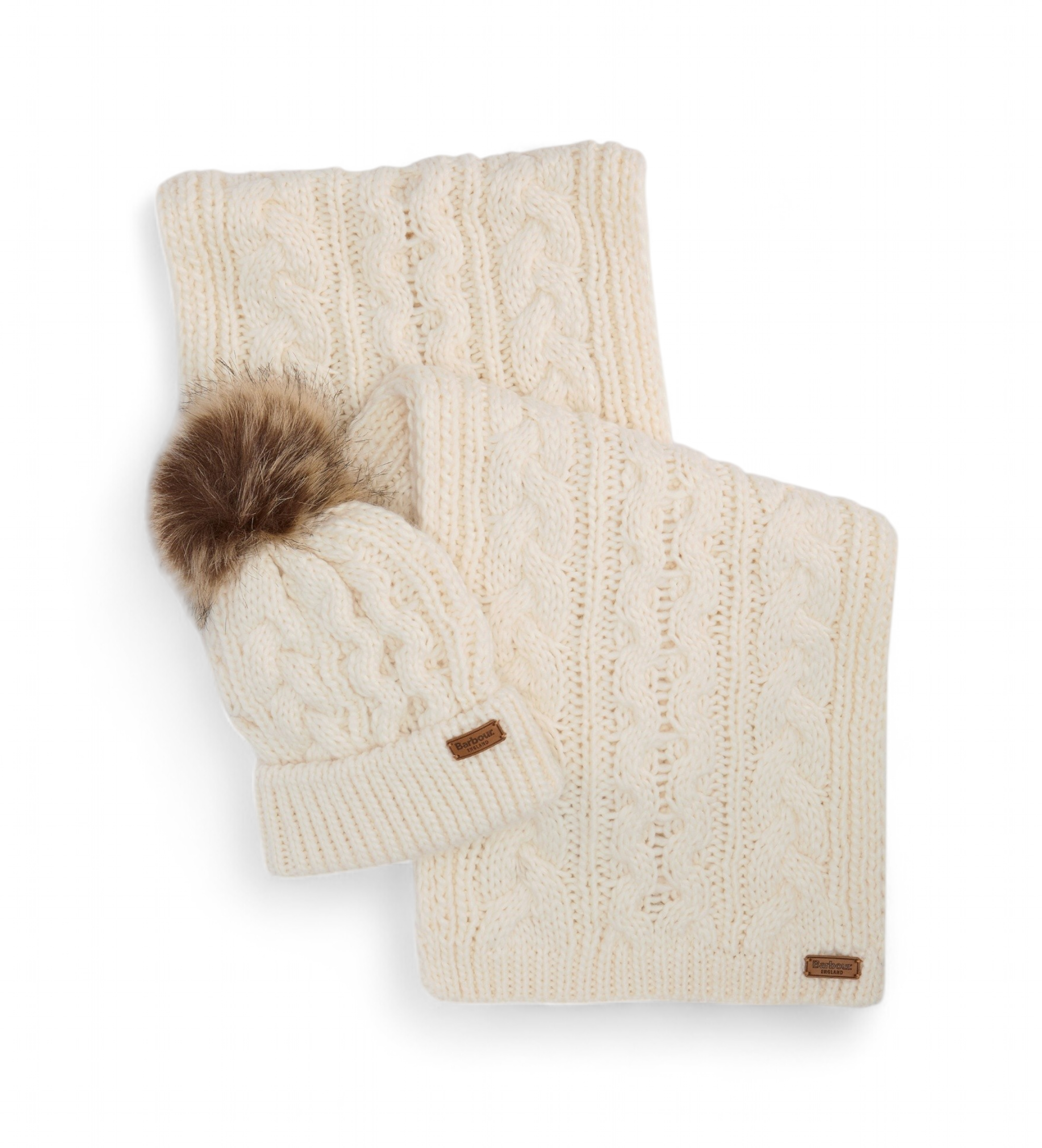 Barbour für Damen. LGS0025 Set Geschenk Mütze und Schal Penshaw beige (OSFA), Lässig, Acryl