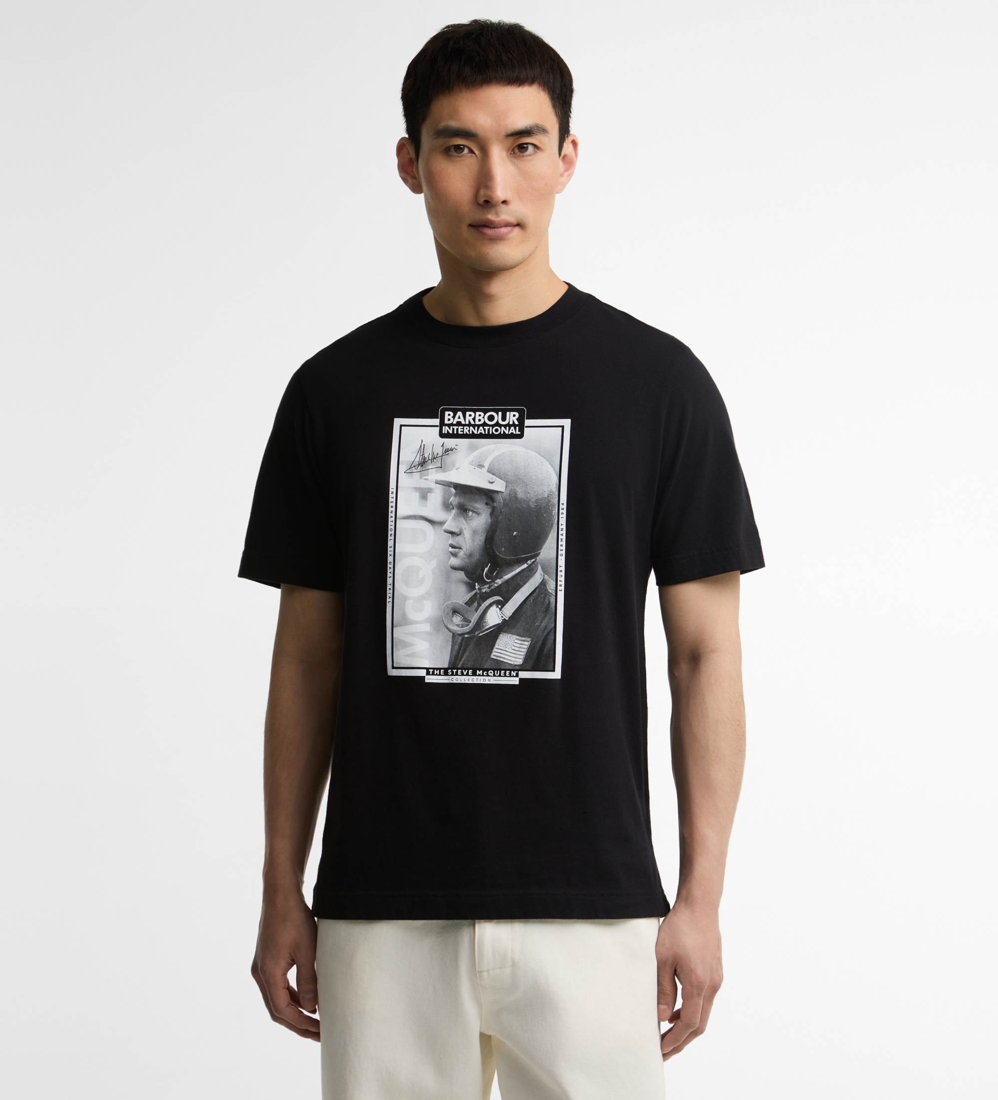 Barbour für Herren. MTS1664 T-Shirt SMQ Ramshaw schwarz (M), Lässig, Baumwolle, Kurzarm