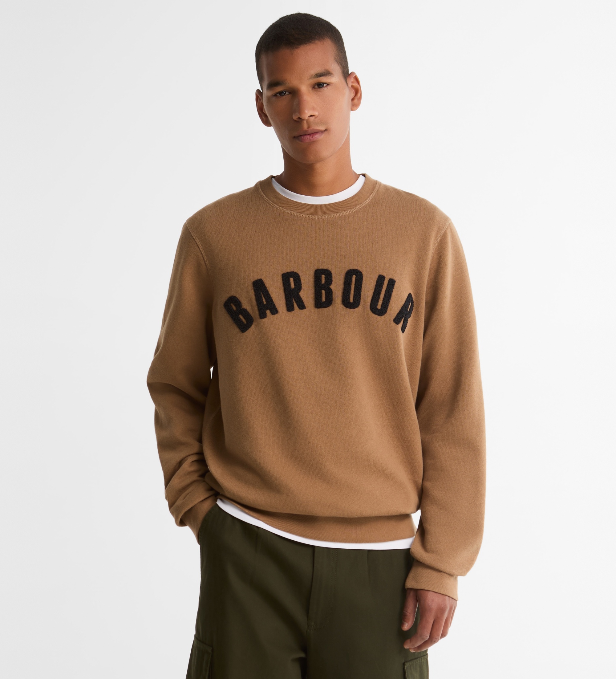 Barbour für Herren. MOL0101 Braunes Sweatshirt mit Prep-Logo (M), Lässig, Baumwolle, Langarm