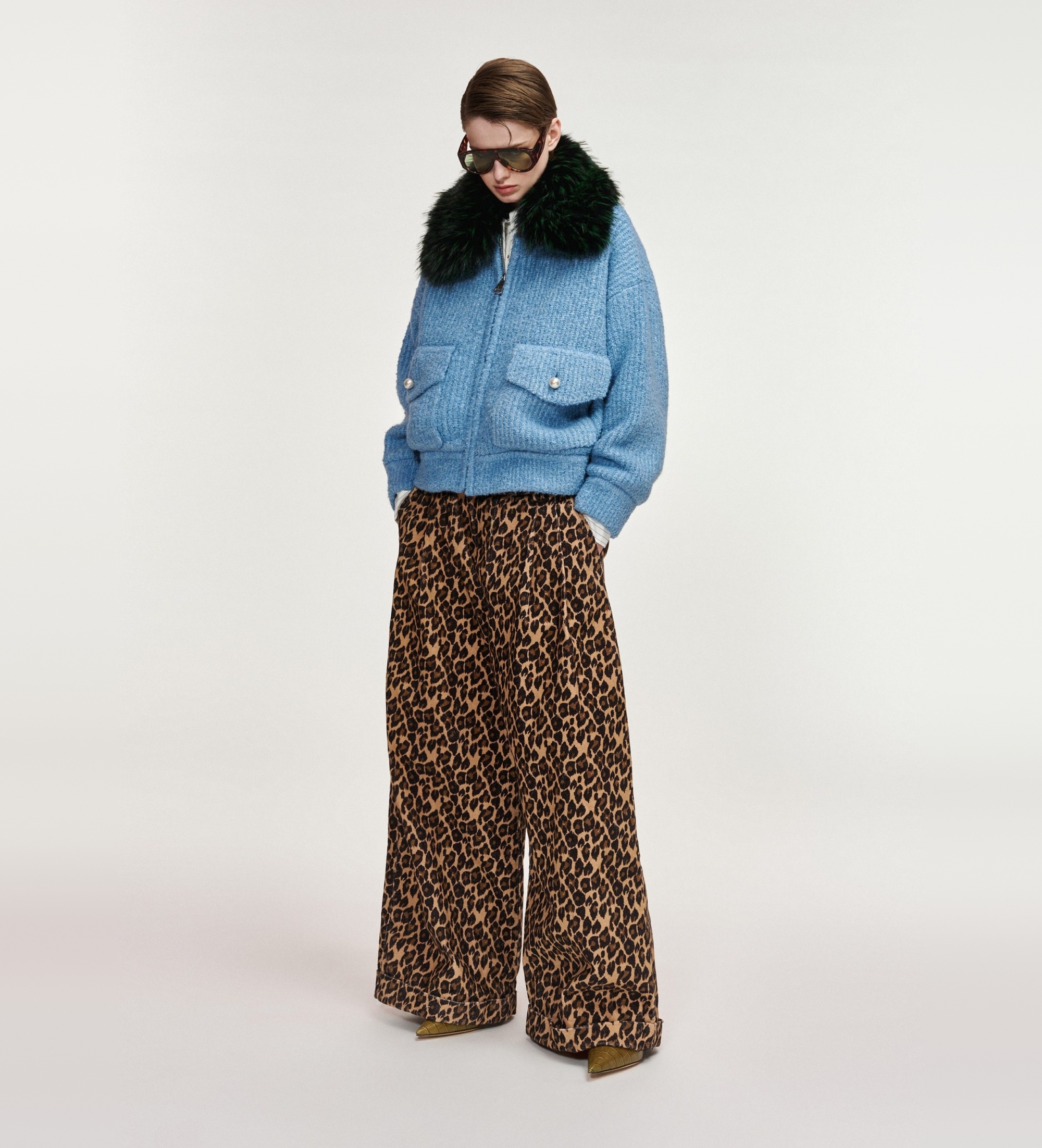Essentiel Antwerp für Damen. KANADA Strickjacke mit Kunstfell Kanada blau (XS), Lässig, Recyceltes Polyester