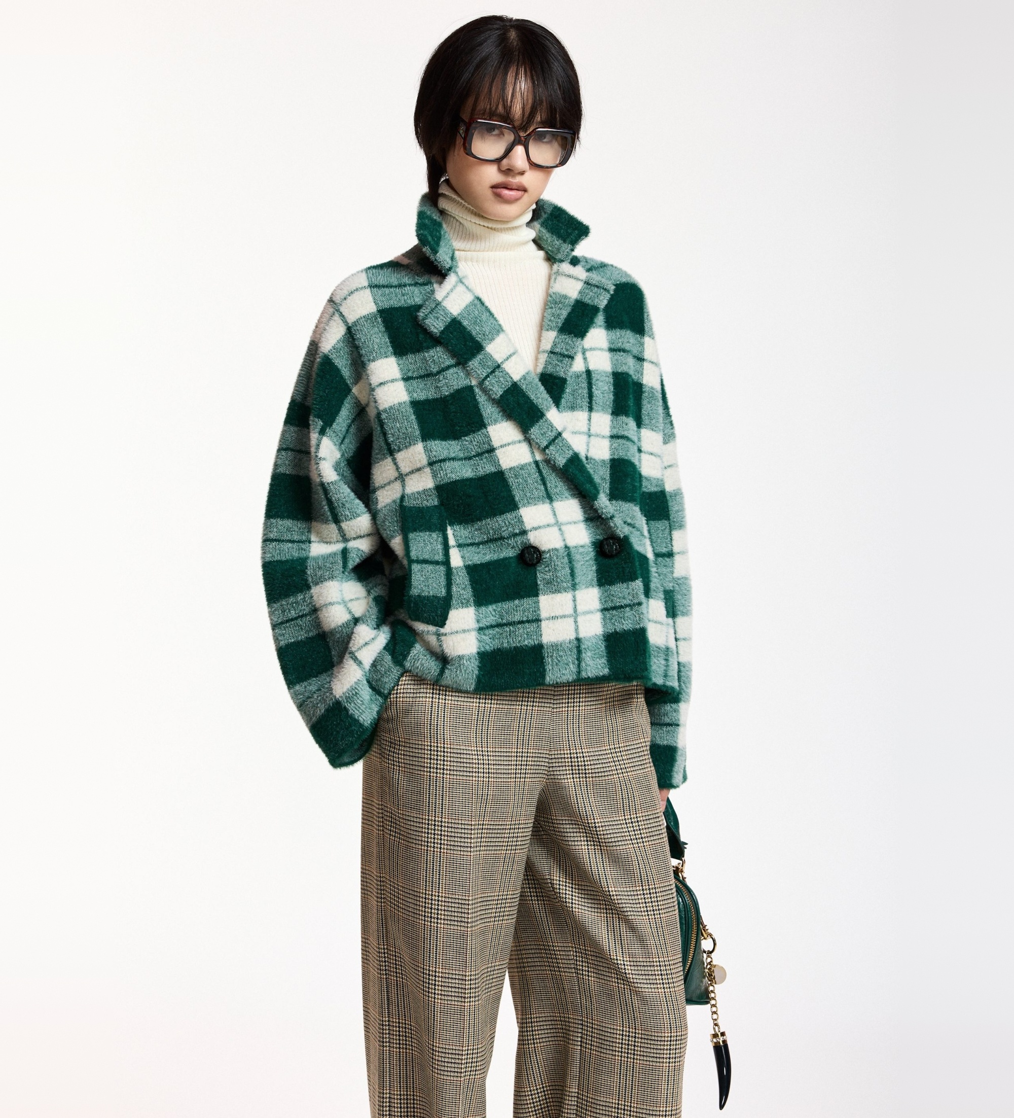 Essentiel Antwerp für Damen. KARREAU Karierter Cardigan Karreau (XS), Lässig, Grün, Polyamid