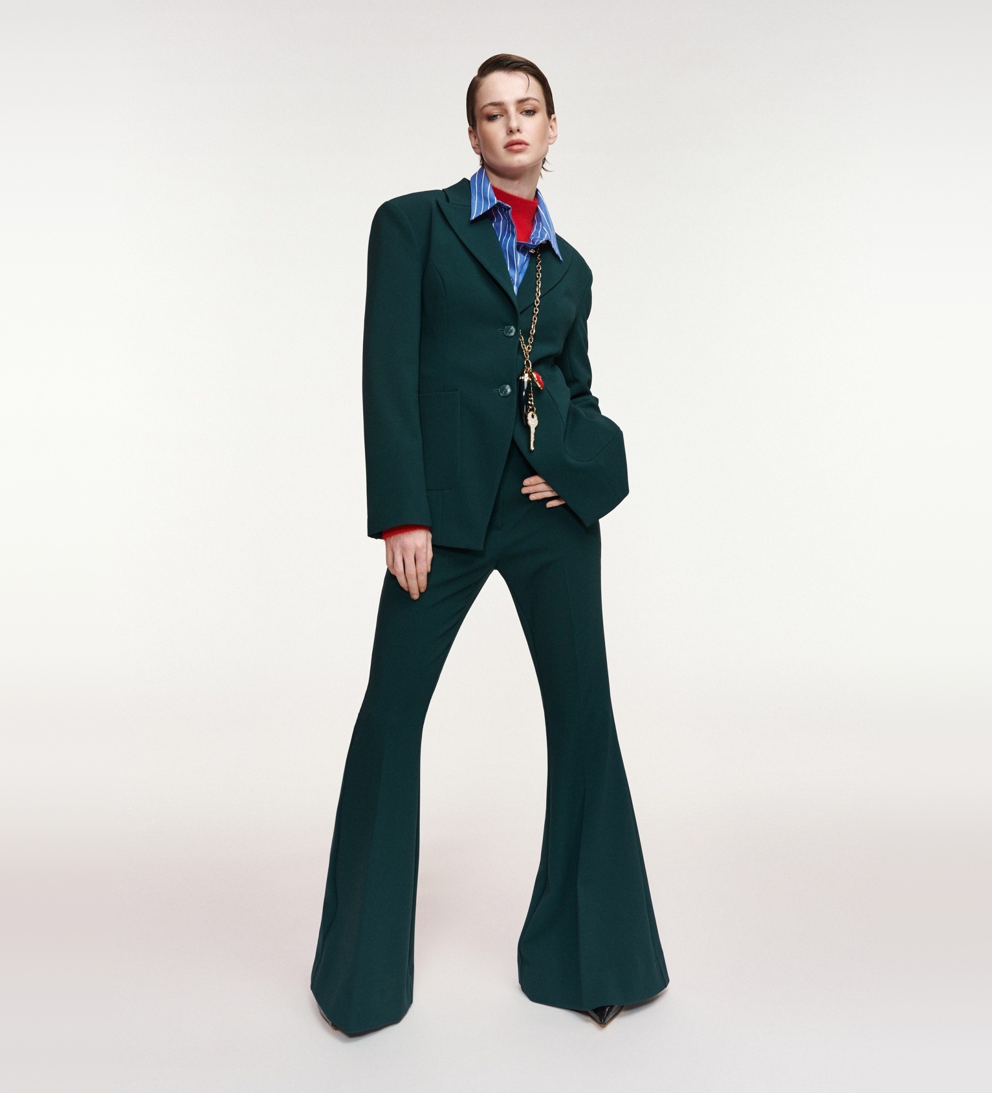 Essentiel Antwerp für Damen. KONSIDERATE Trompetenhose Konsiderate dunkelgrün (36), Klassisch, Polyester