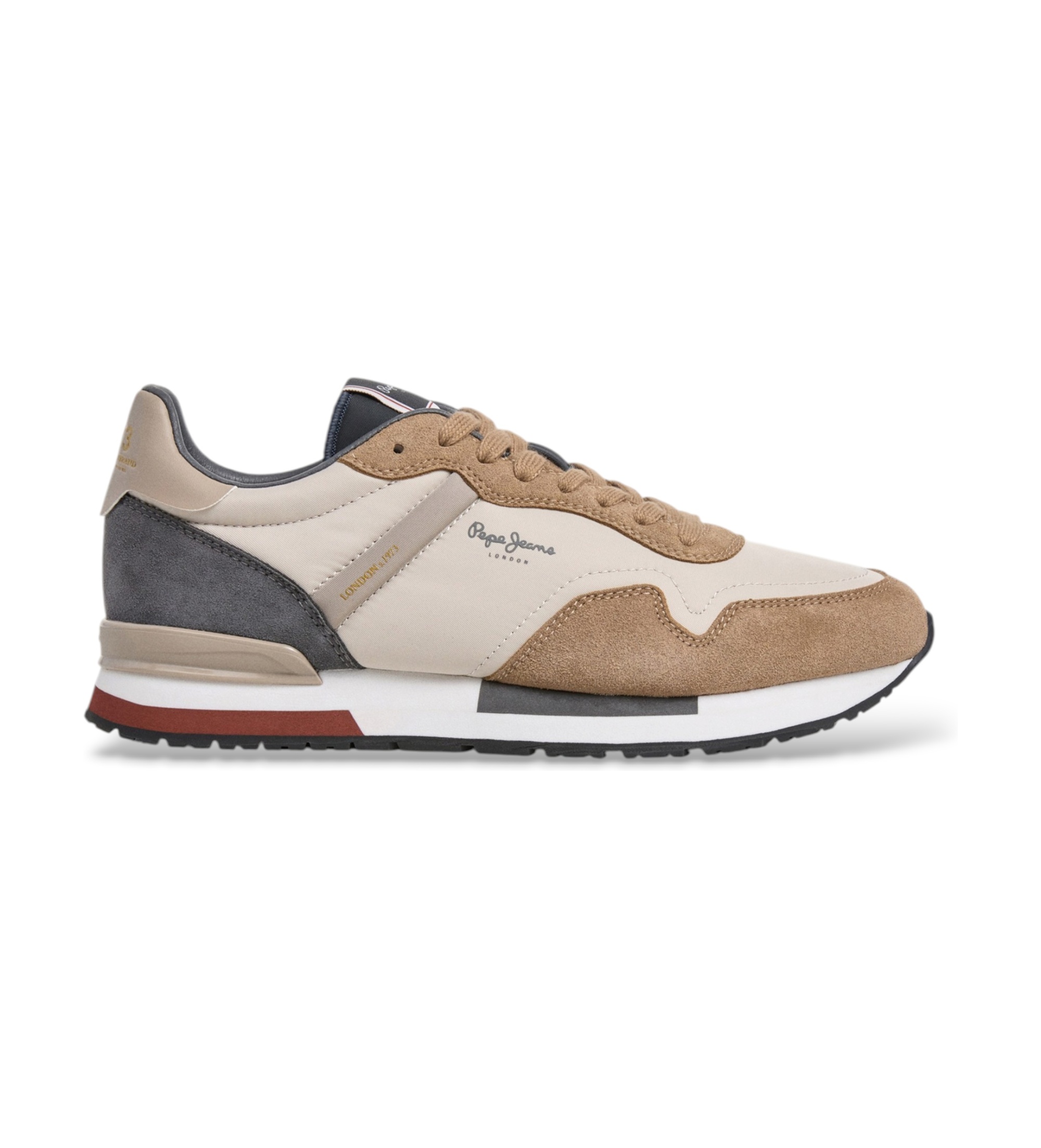 Pepe Jeansvoor mannen. PMS400037 Beige Hailon Basic sneakers (41), Stof, Plat, Veters, Casual, Sportief