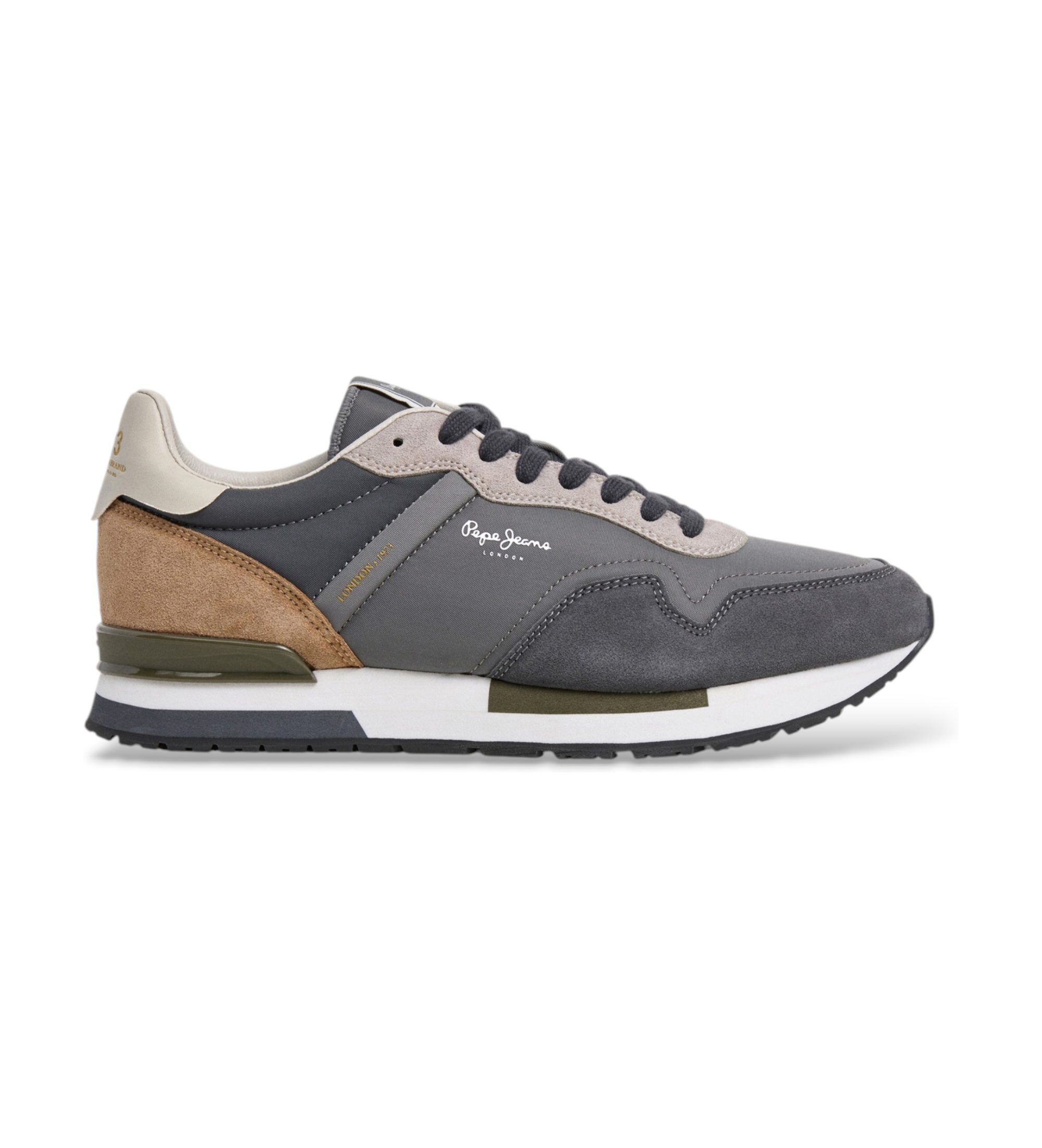 Pepe Jeansvoor mannen. PMS400037 Grijze Hailon Basic sneakers (40), Stof, Plat, Veters, Casual, Sportief, Grijs