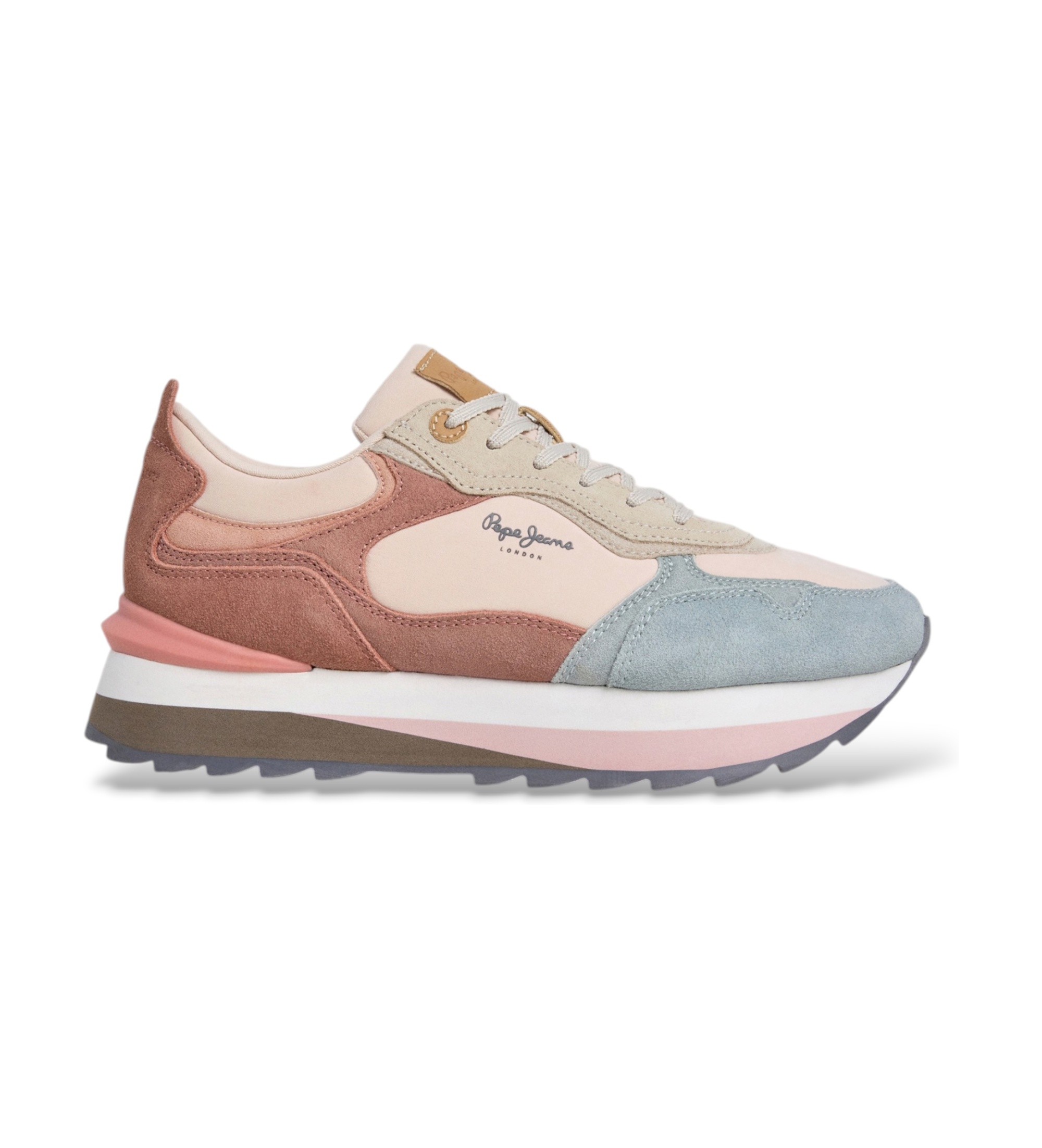 Pepe Jeansvoor vrouwen. PLS600070 Freya Peachy leren sneakers blauw (41), 5 tot 8 cm, Suède, Veters, Casual