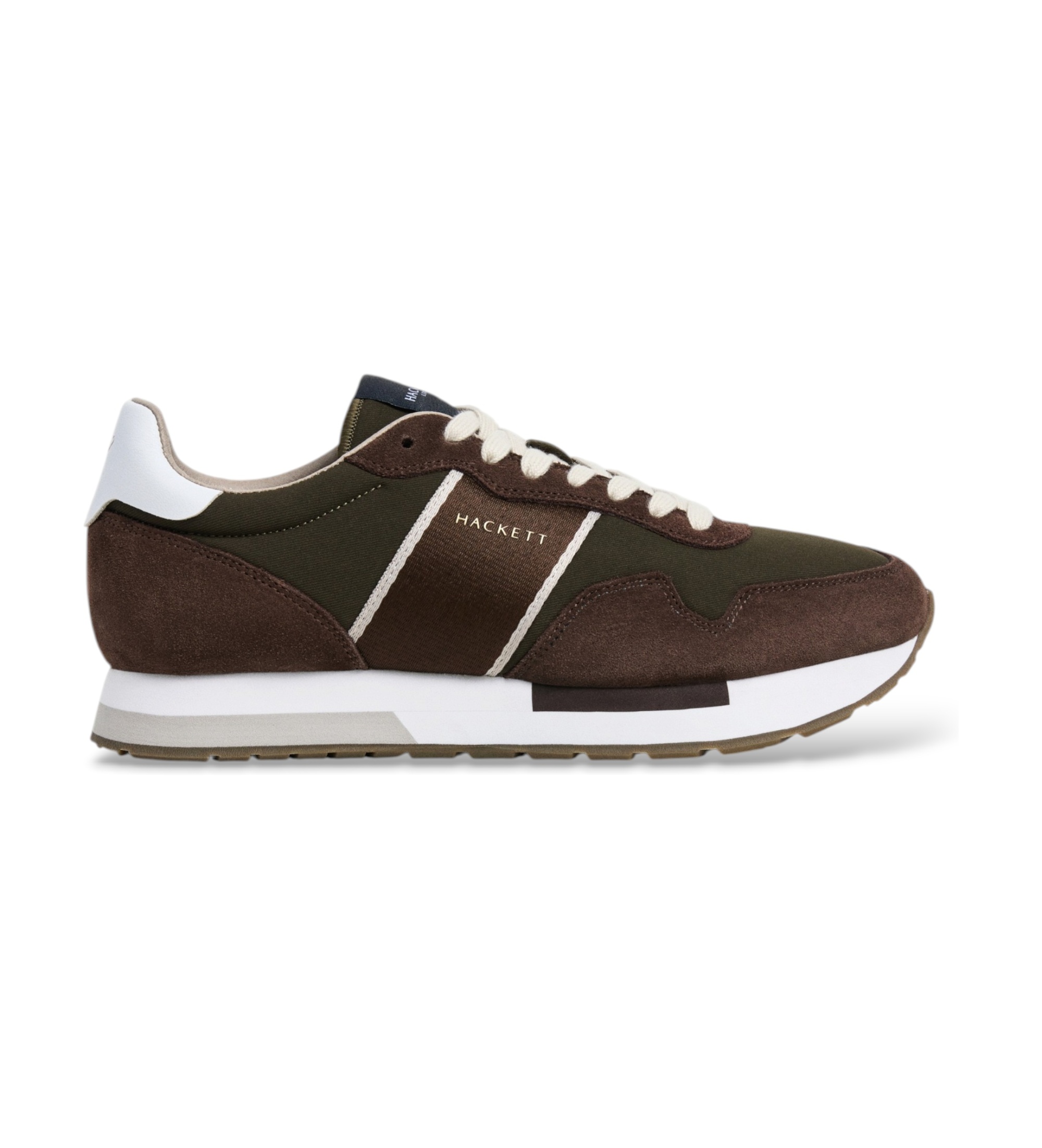 Hackett Londonvoor mannen. HMS200088 Keston Symbol sneakers olijfgroen (41), Stof, Plat, Veters, Casual