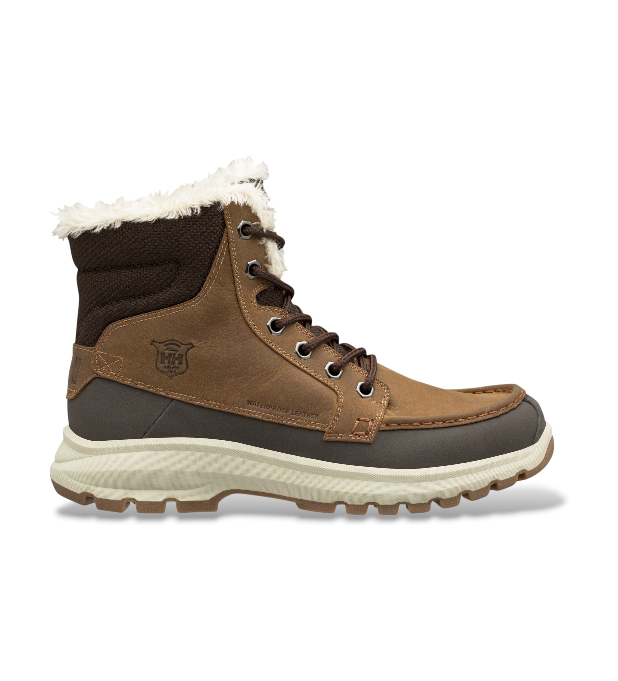 Helly Hansenvoor mannen. 11422 Garibaldi V3 halfhoge schoenen van leer in middenbruin (45), Plat, Veters, Casual, Buiten
