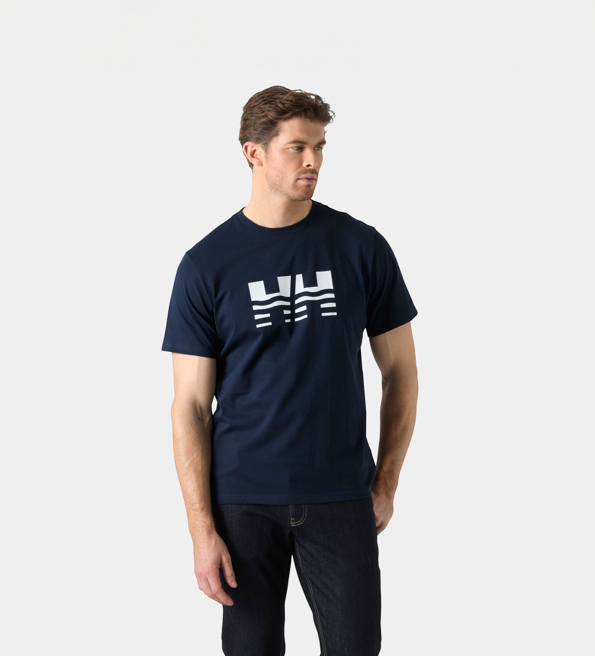 Helly Hansenvoor mannen. 54599 Core Graphic 2.0 T-shirt marineblauw (XL), Casual, Katoen, Korte mouwen