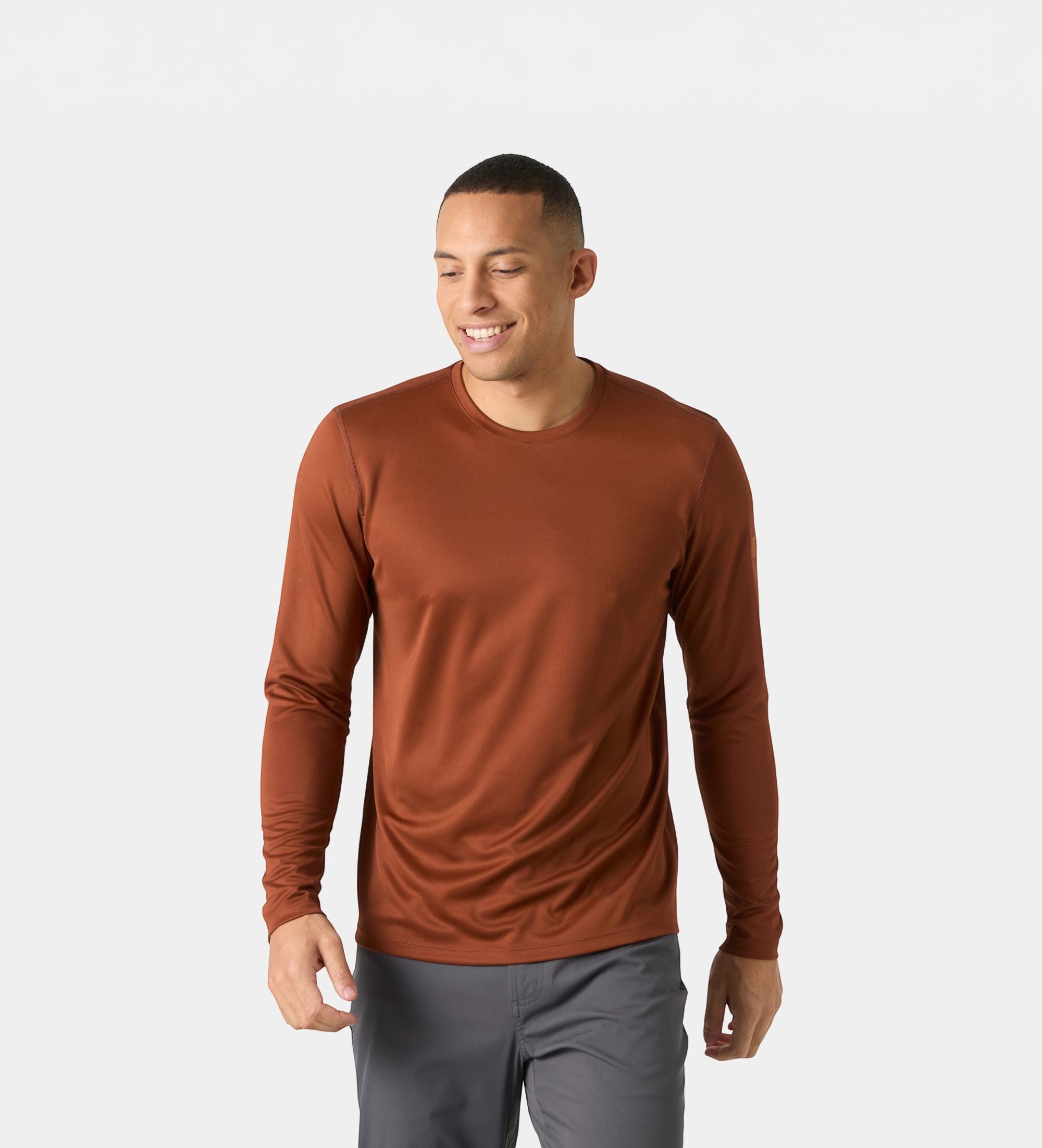 Helly Hansenvoor mannen. 49582 HH Tech 2.0 technisch shirt met lange mouwen oranje (L), Bruin, Sportief, Meerdere sporten, Polyester, Buiten