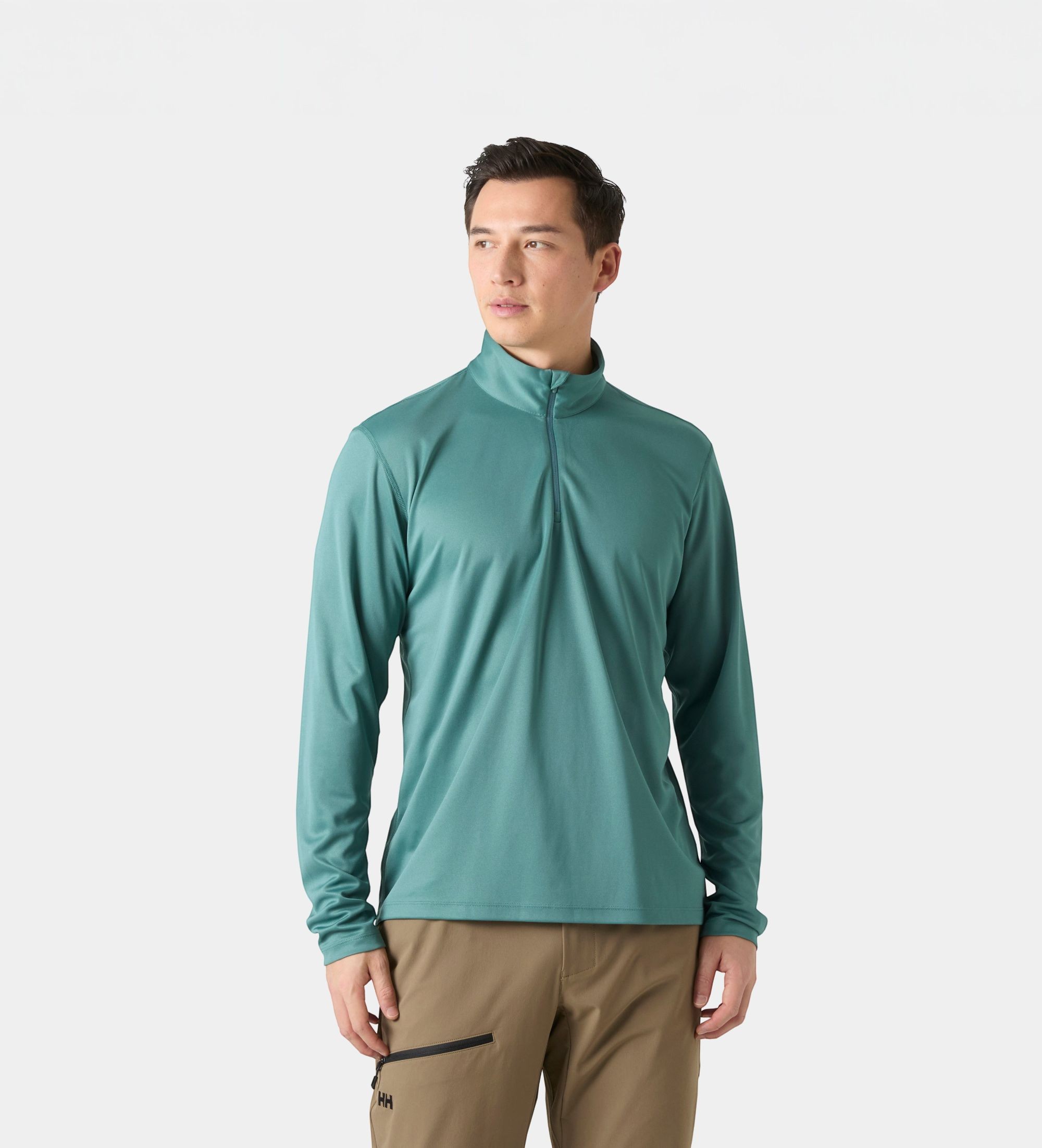 Helly Hansenvoor mannen. 49583 HH Tech 2.0 technisch shirt met halve rits groen (M), Sportief, Buiten, Lange mouwen, Gerecycled polyester