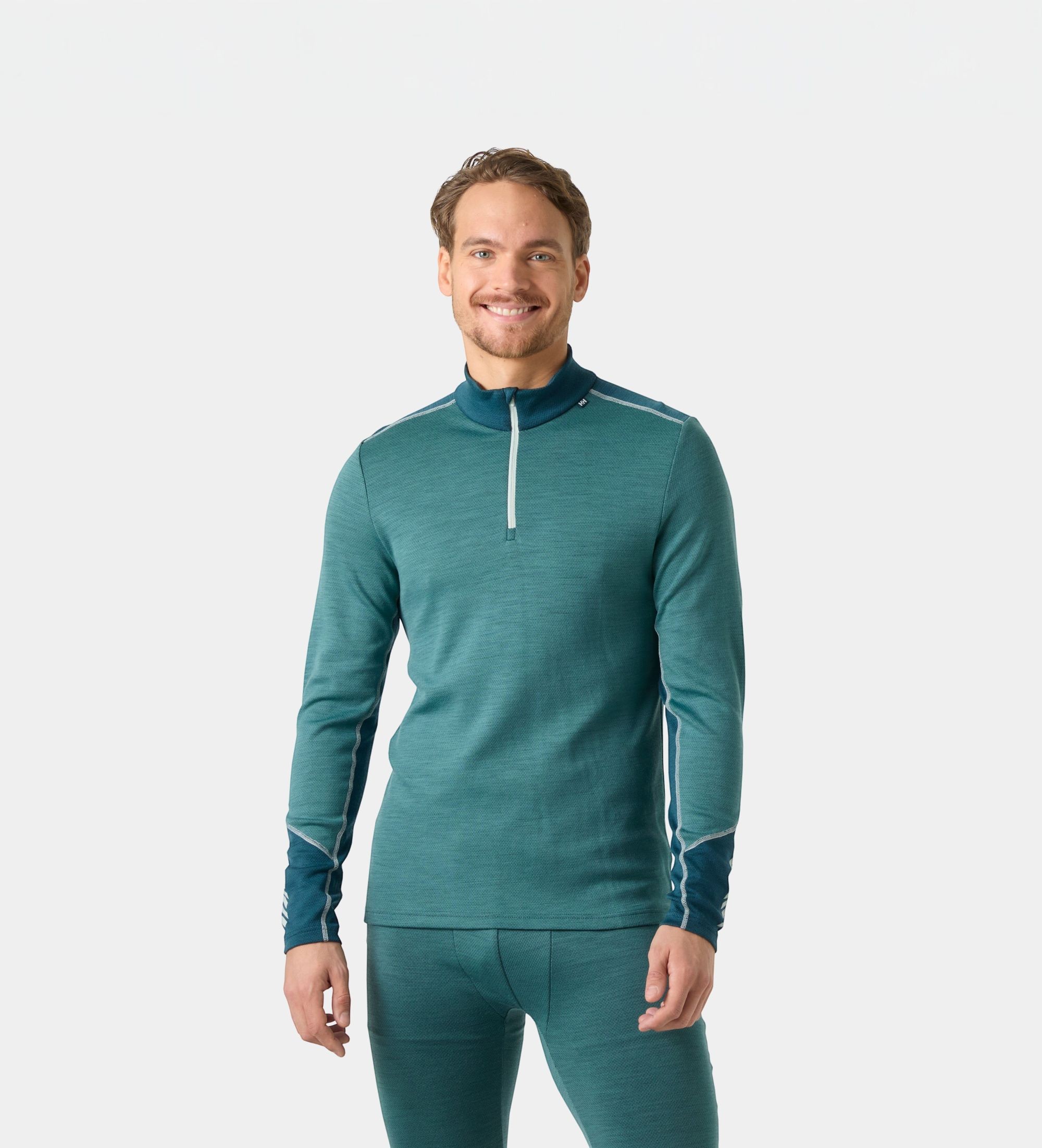 Helly Hansenvoor mannen. 49363 Lifa Merino Midweight thermoshirt met halve rits groen (XL), Sportief, Wol, Lange mouwen