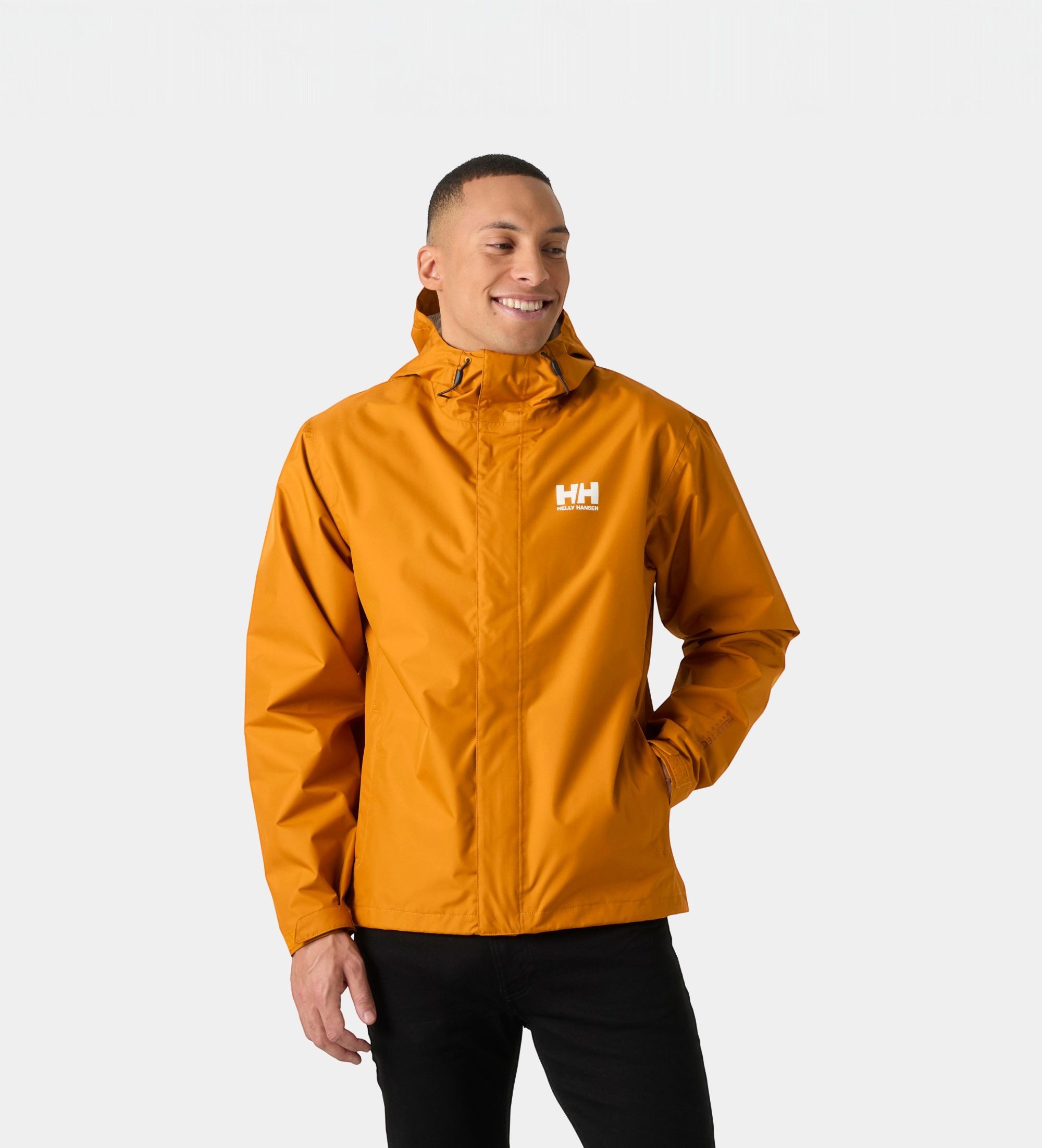 Helly Hansenvoor mannen. 62047 Oranje waterdichte jas Seven J (XXL), Casual, Polyester, Buiten, Mosterd