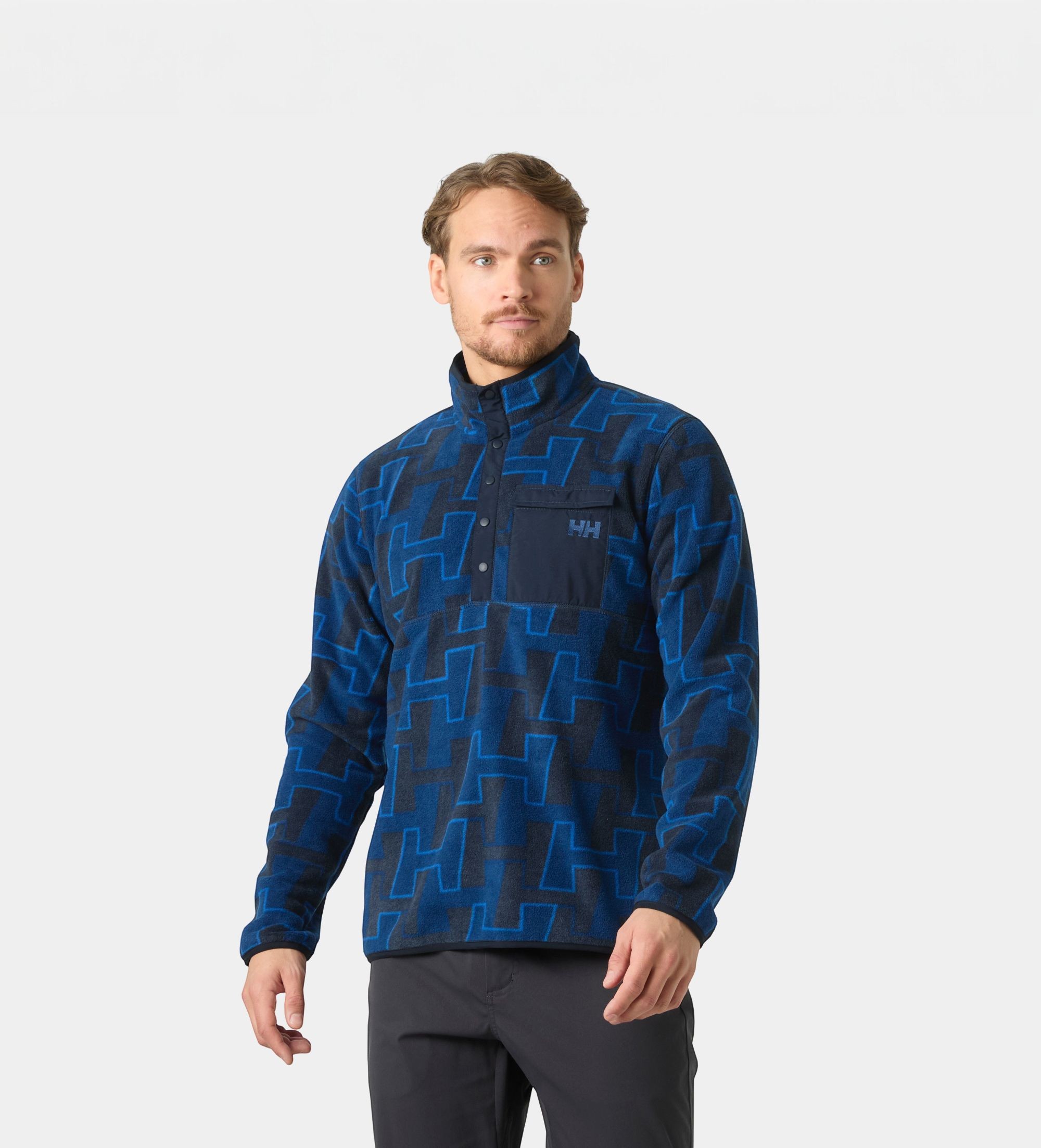 Helly Hansenvoor mannen. 63429 Maridalen Printed fleecejack donkerblauw (XXL), Casual, Polyester, Marineblauw