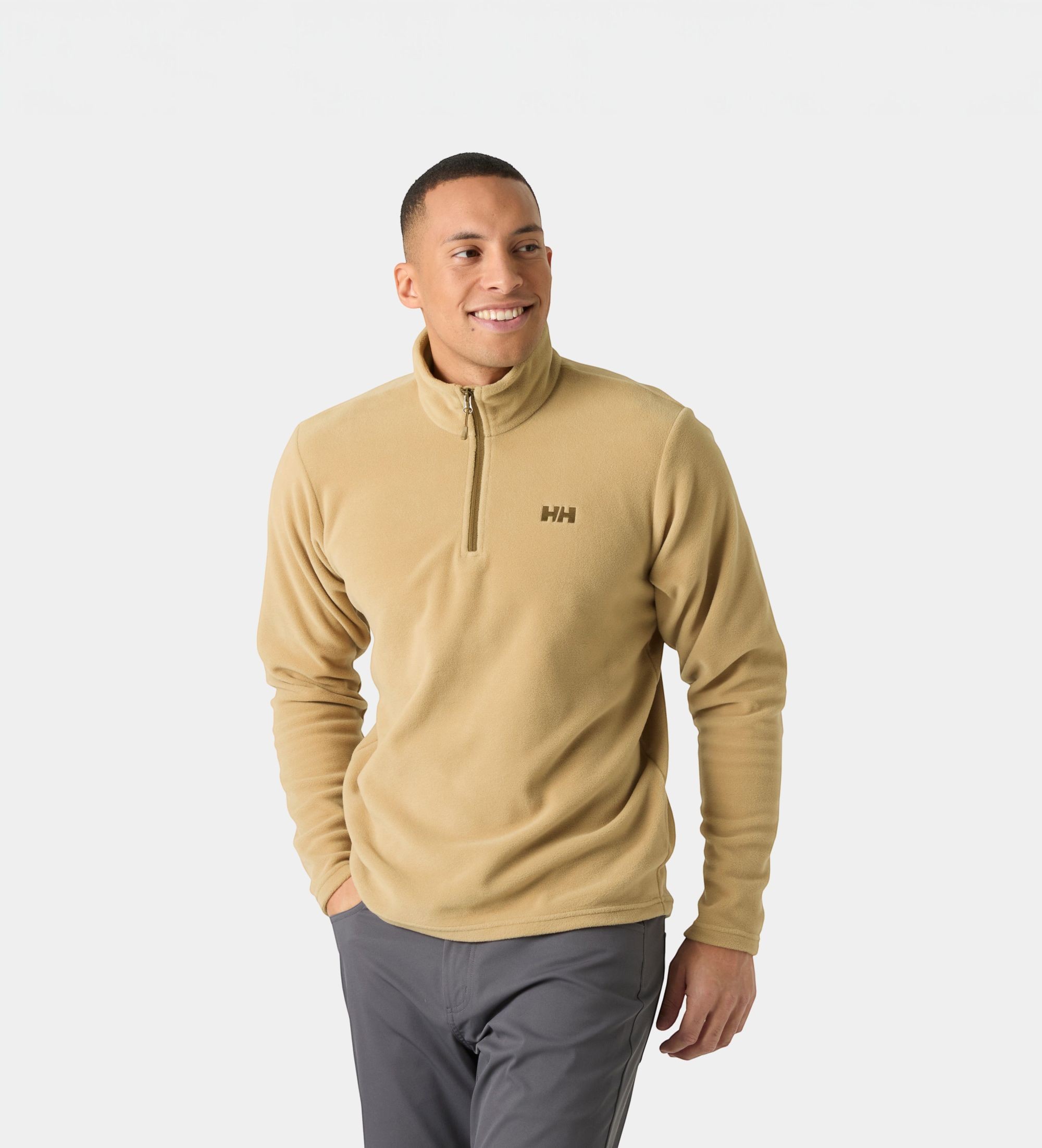 Helly Hansenvoor mannen. 48286 Fleece trui met korte rits Daybreaker beige (M), Casual, Polyester, Buiten