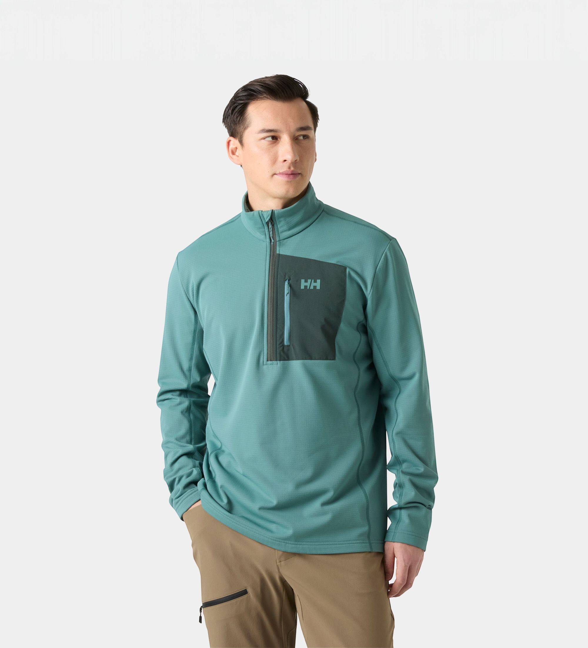 Helly Hansenvoor mannen. 49550 Versalite fleece met halve rits groen (XXL), Casual, Polyester, Buiten