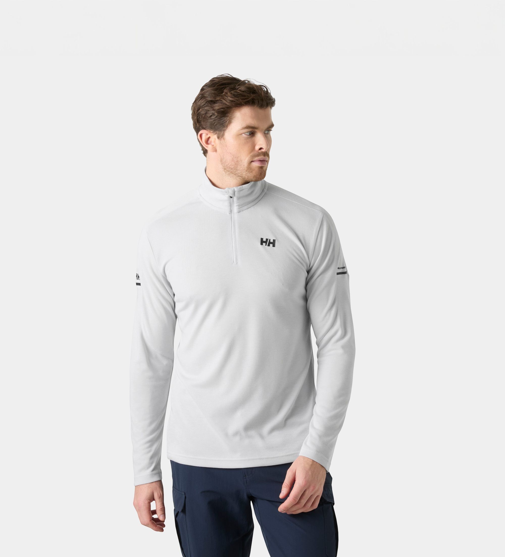 Helly Hansenvoor mannen. 34611 Trui met halve rits HP grijs (L), Casual, Sportief, Polyester