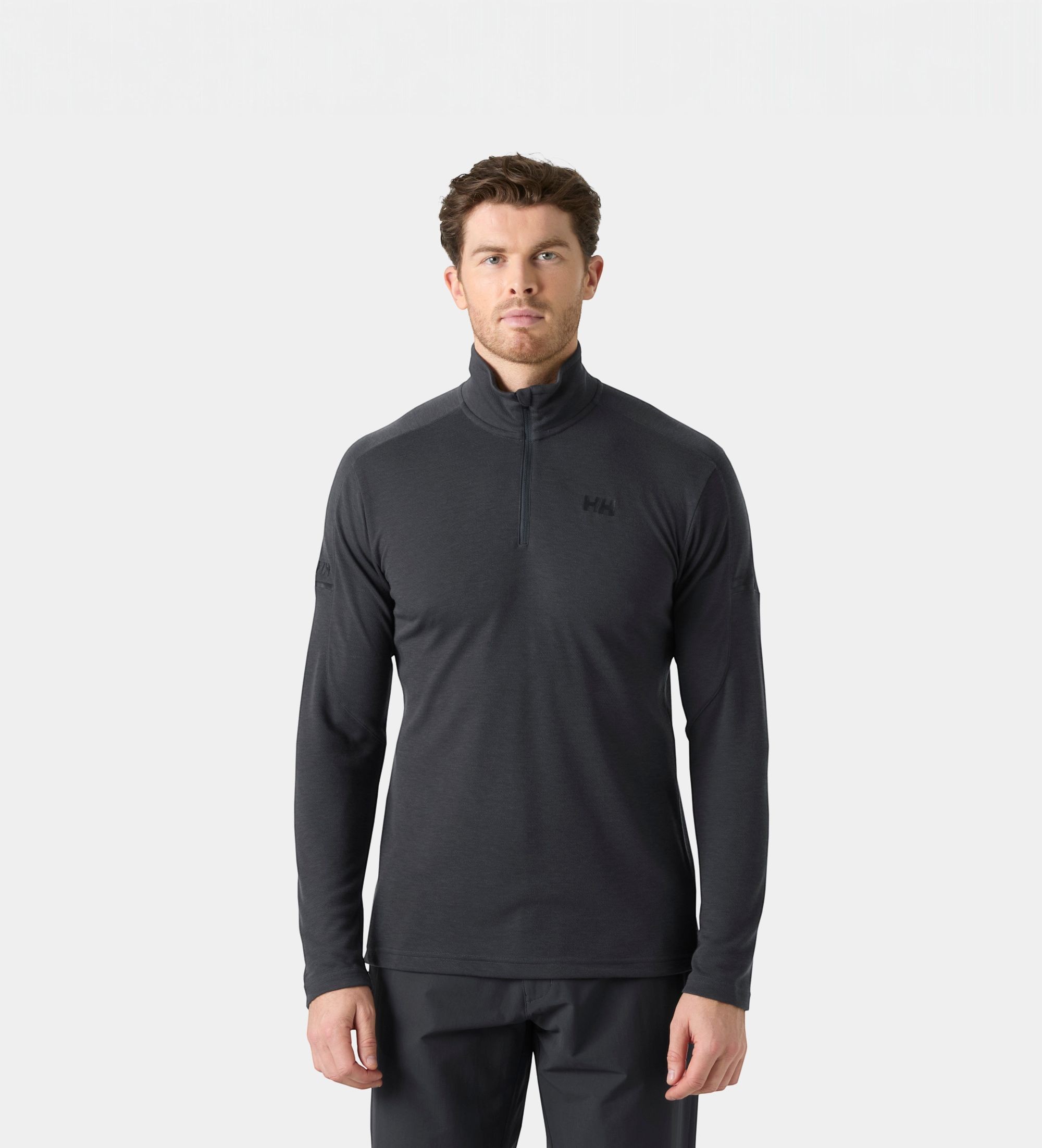 Helly Hansenvoor mannen. 34611 Trui met halve rits in ebbenhoutkleur (XXL), Casual, Sportief, Grijs, Polyester