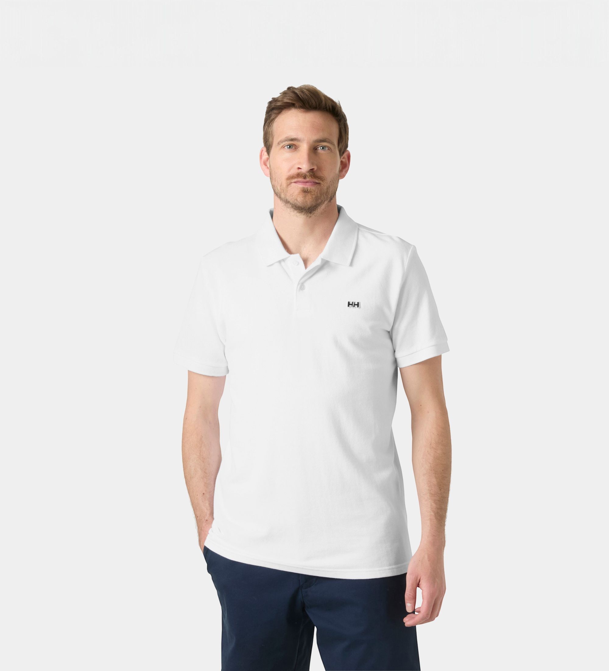 Helly Hansenvoor mannen. 54543 Polo Hudson wit (M), Casual, Katoen, Korte mouwen