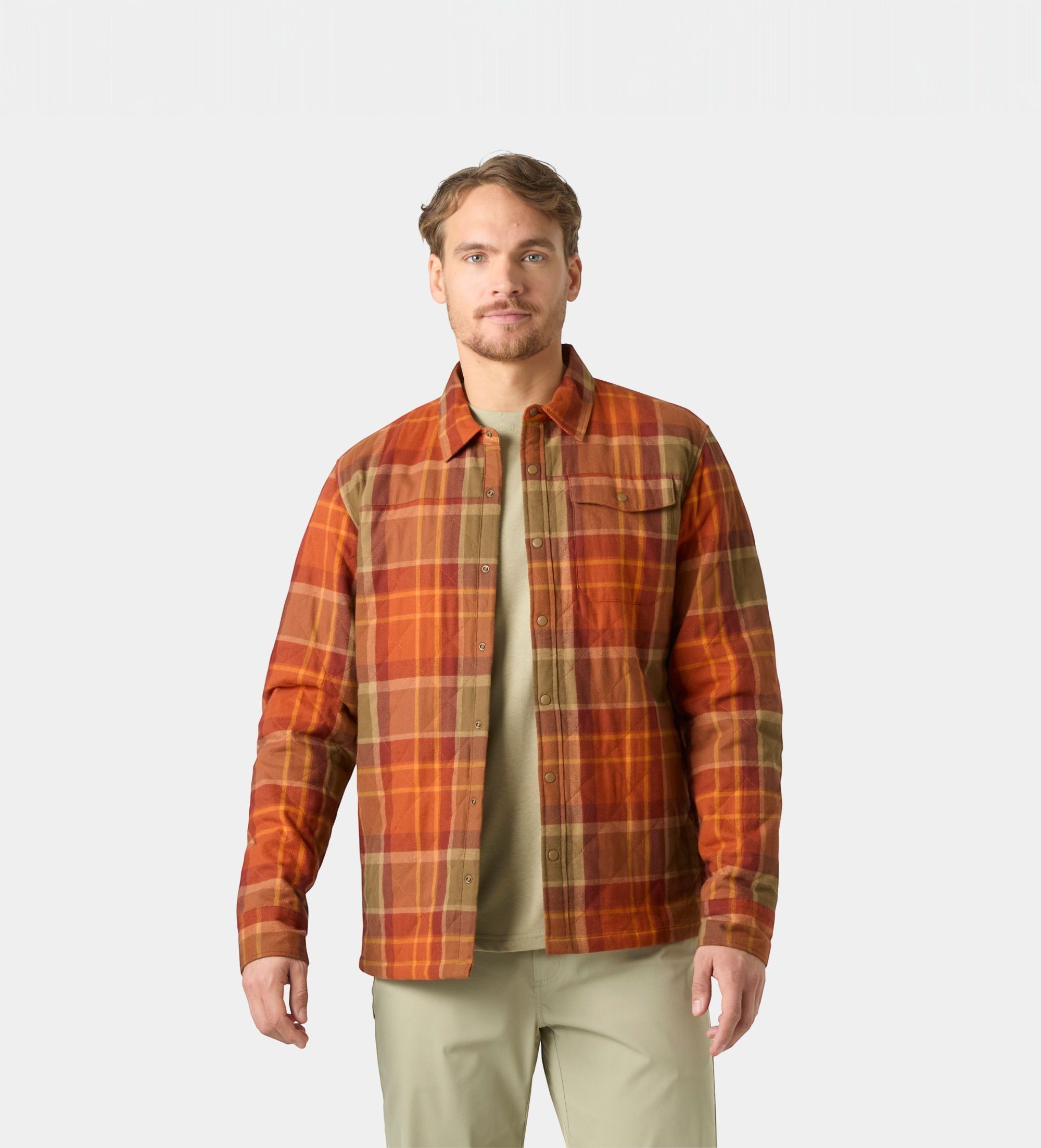 Helly Hansenvoor mannen. 63255 Isfjord gewatteerd overhemdjack oranje (M), Casual, Katoen, Lange mouwen