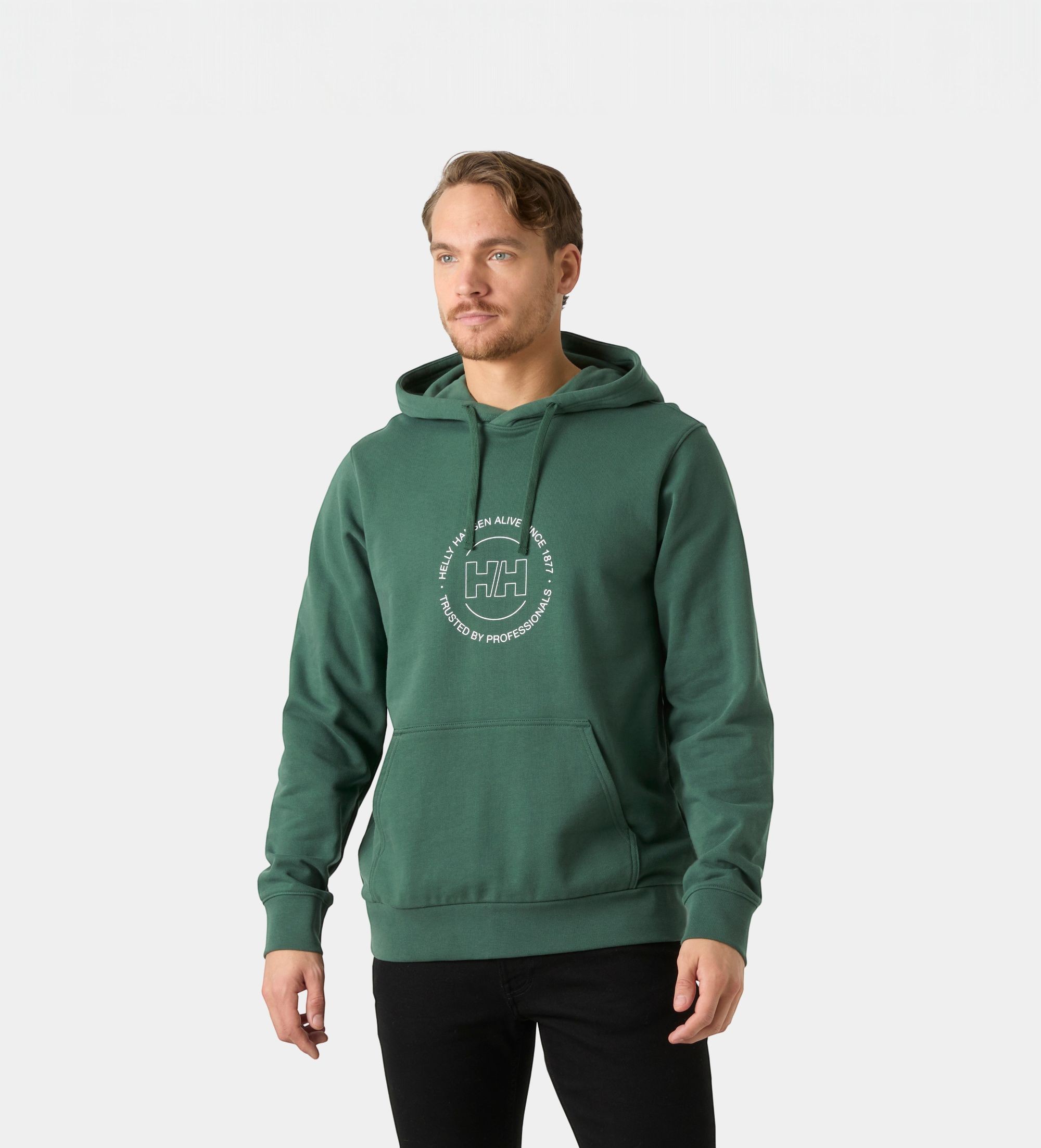 Helly Hansenvoor mannen. 54524 Core Graphic hoodie groen (M), Casual, Katoen