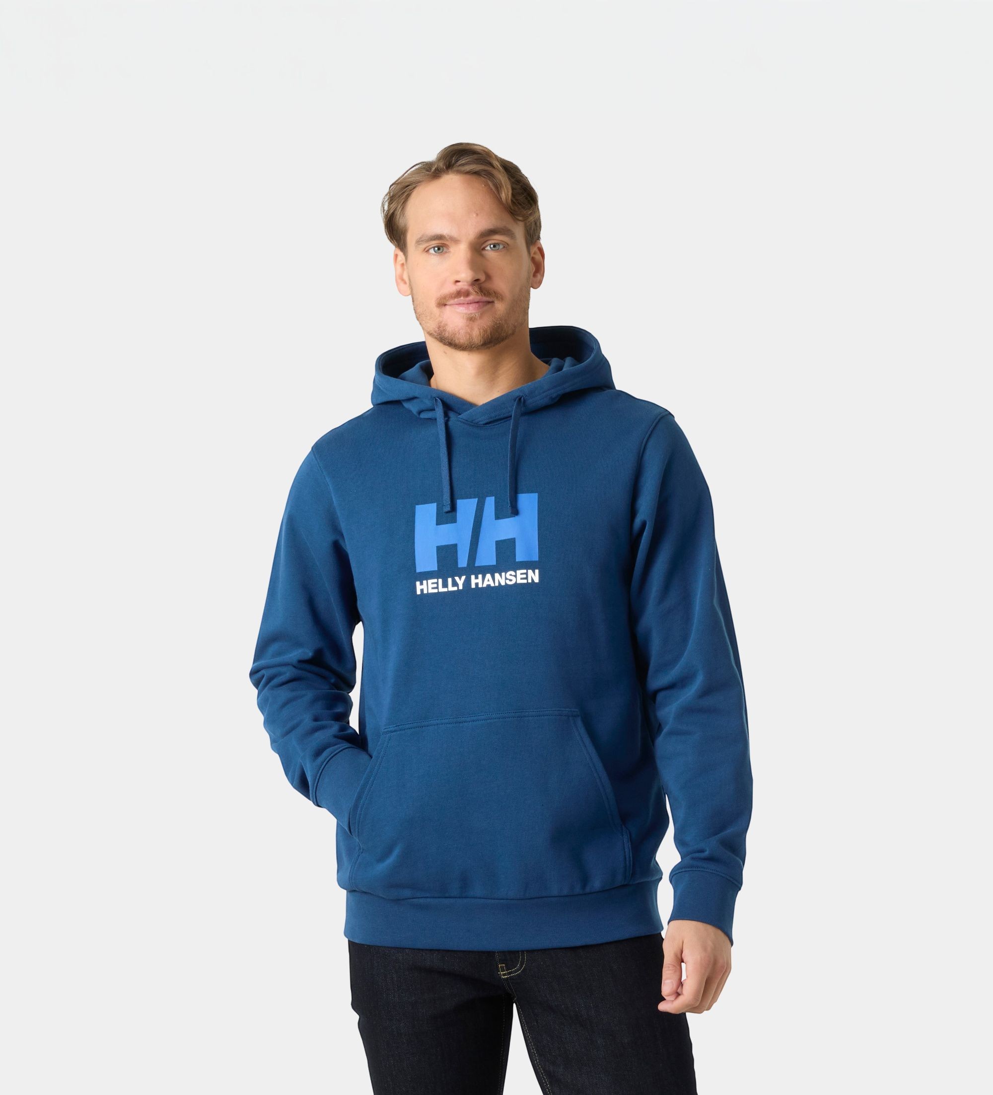 Helly Hansenvoor mannen. 54582 Blauwe HH Logo hoodie (XL), Casual, Katoen