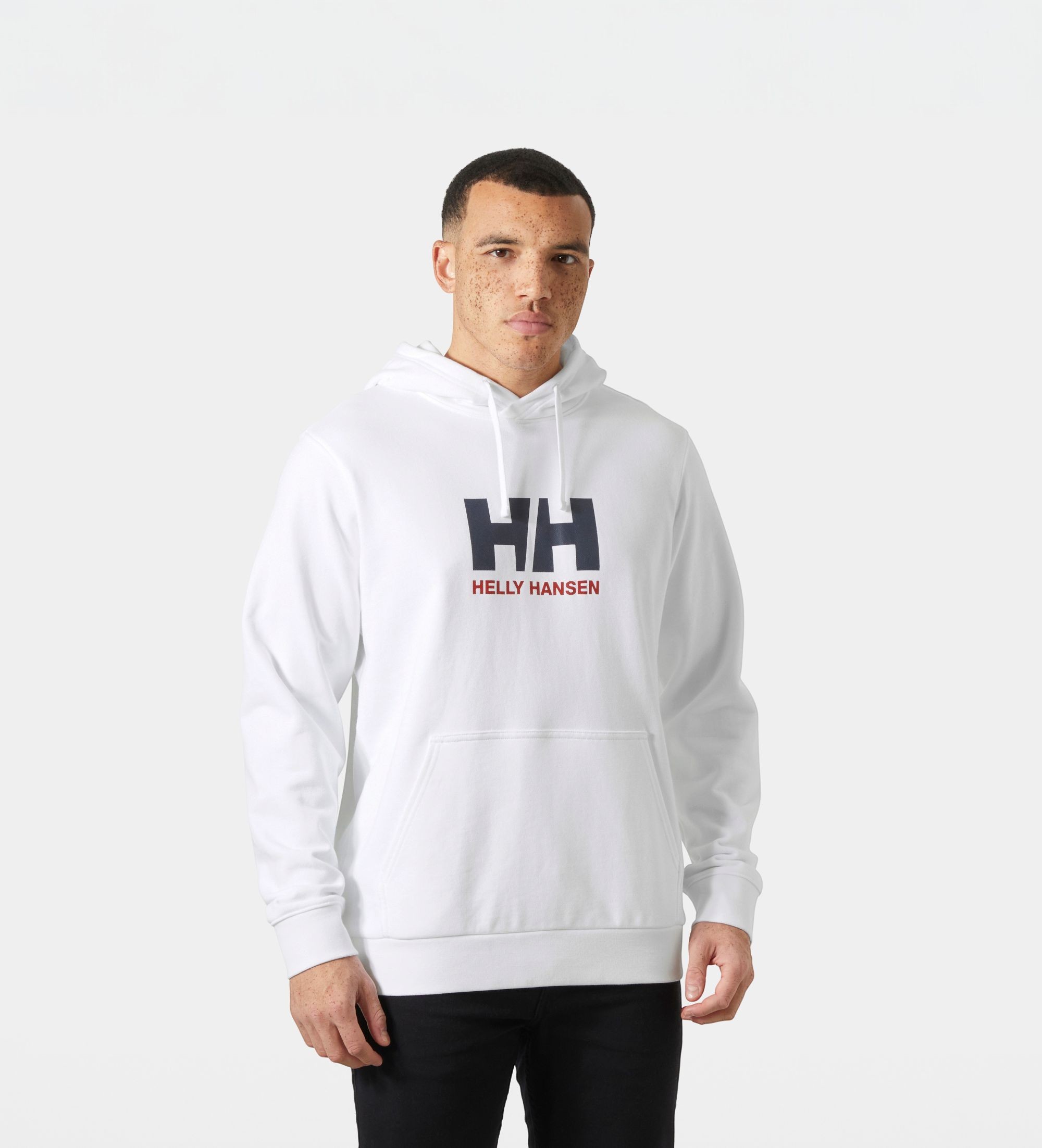 Helly Hansenvoor mannen. 54582 HH Logo hoodie wit (L), Casual, Katoen