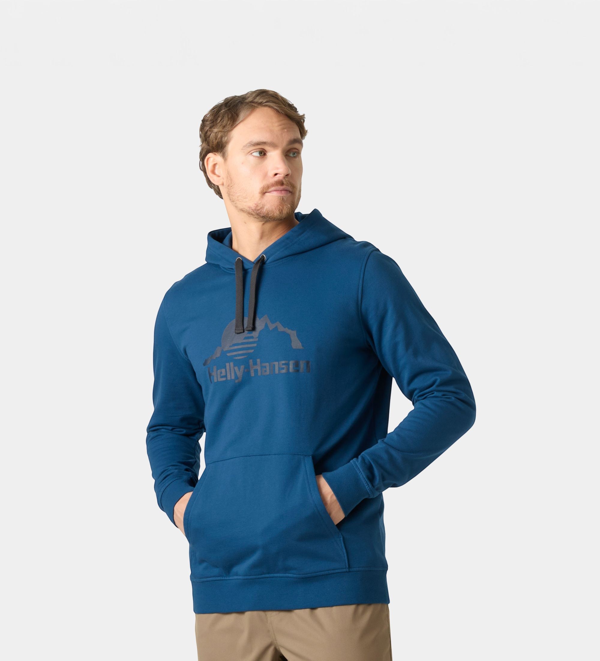 Helly Hansenvoor mannen. 62975 Nord Graphic grijs-blauwe hoodie (XL), Casual, Katoen