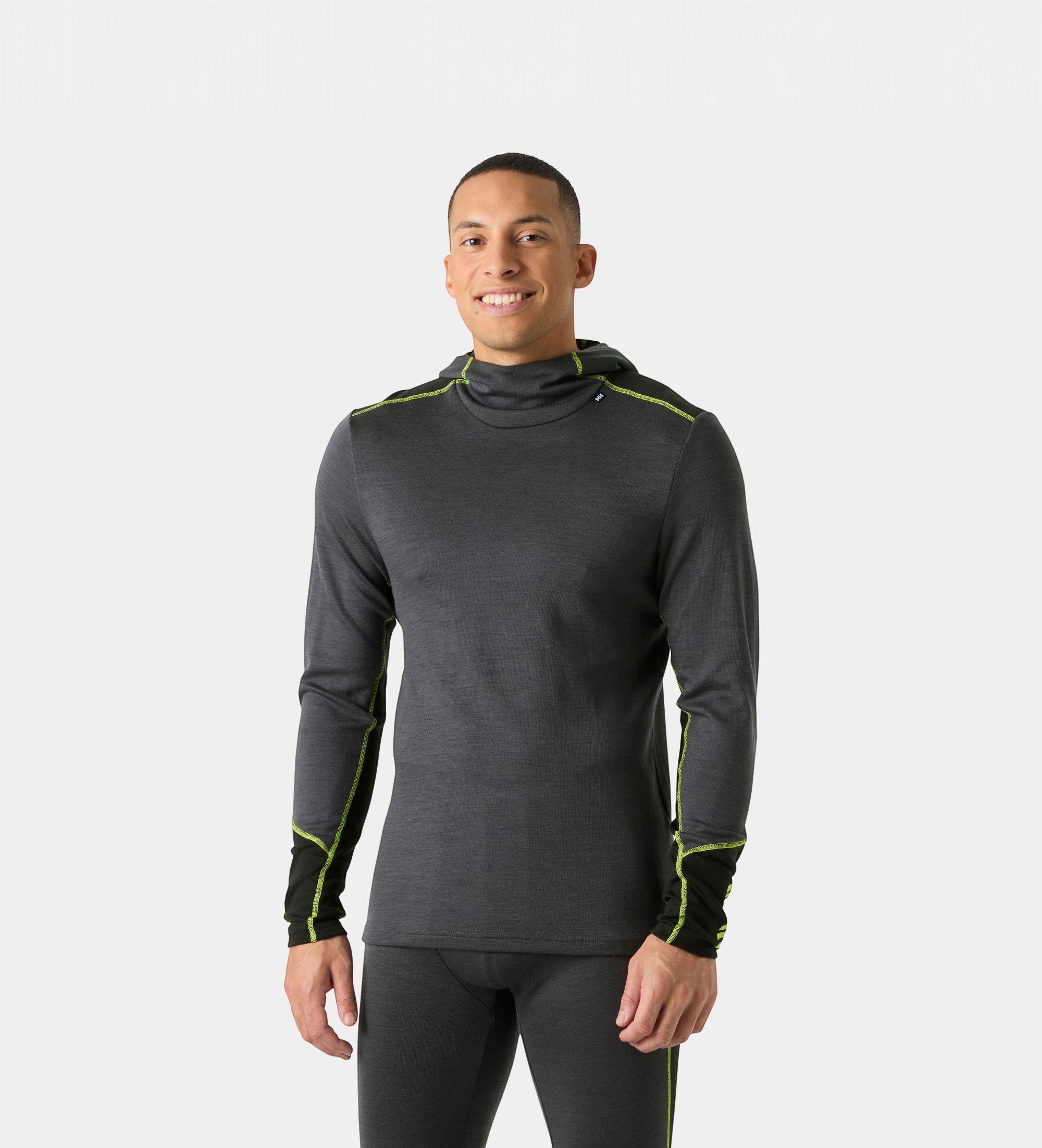 Helly Hansenvoor mannen. 49362 Thermisch shirt met capuchon Lifa Merino Midweight grijs (L), Homewear, Wol, Lange mouwen