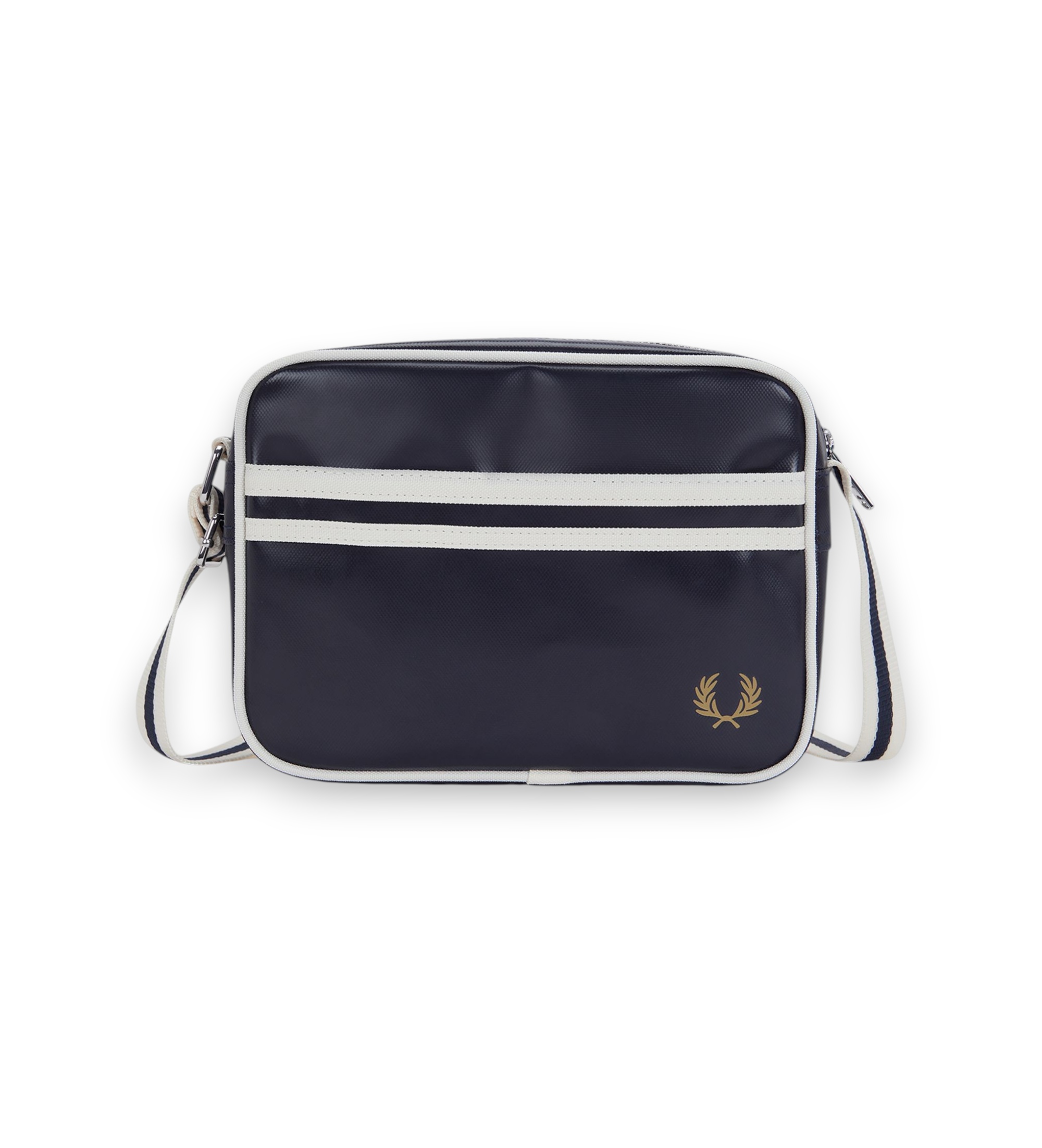 Fred Perryvoor mannen. L2168 Marineblauwe en ecru Classic Mini schoudertas (OSFA), Casual, Gerecycled polyester