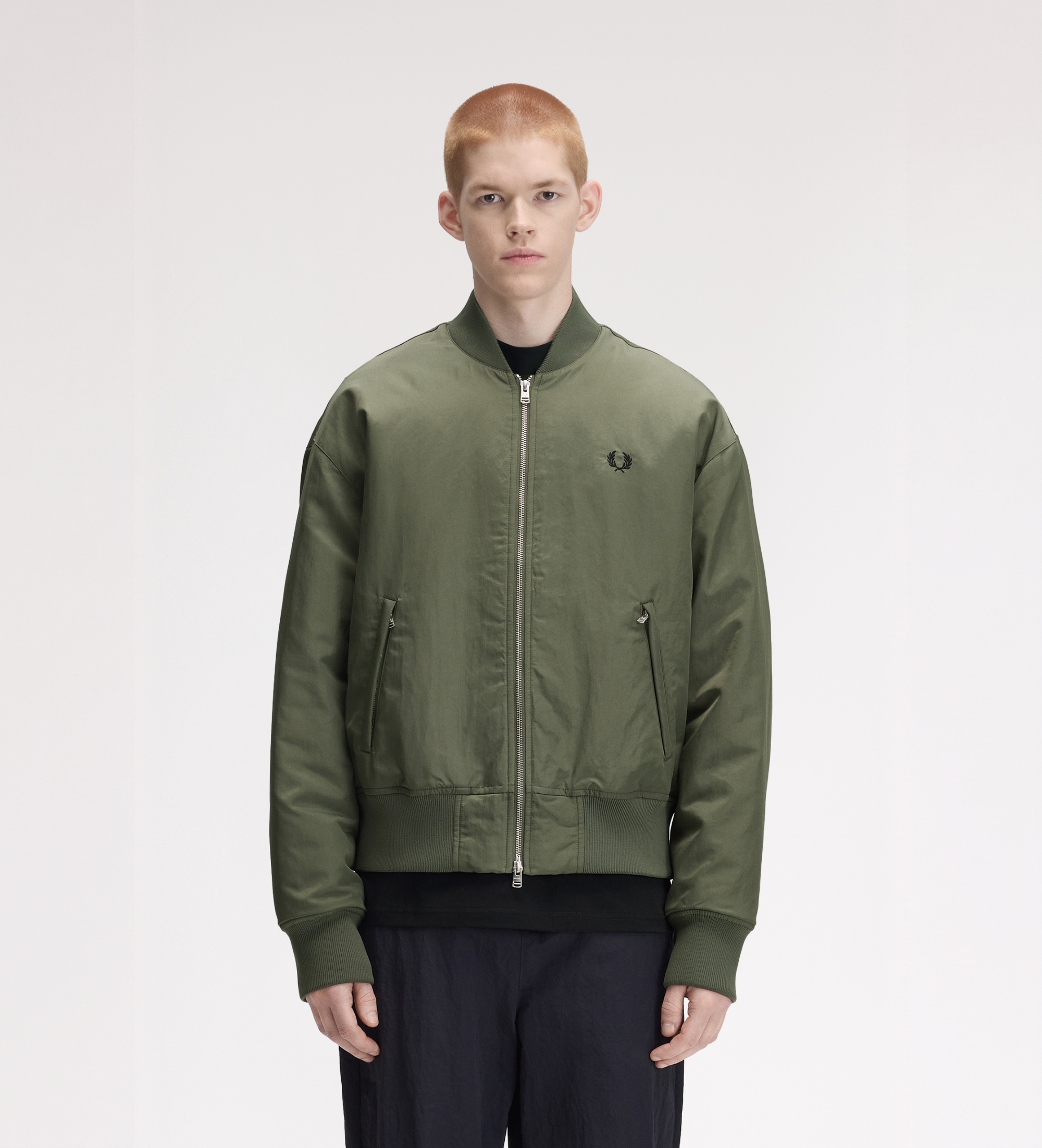 Fred Perryvoor mannen. J3318 Gewatteerd Bomberjack Tennis groen (S), Casual, Gerecycled nylon