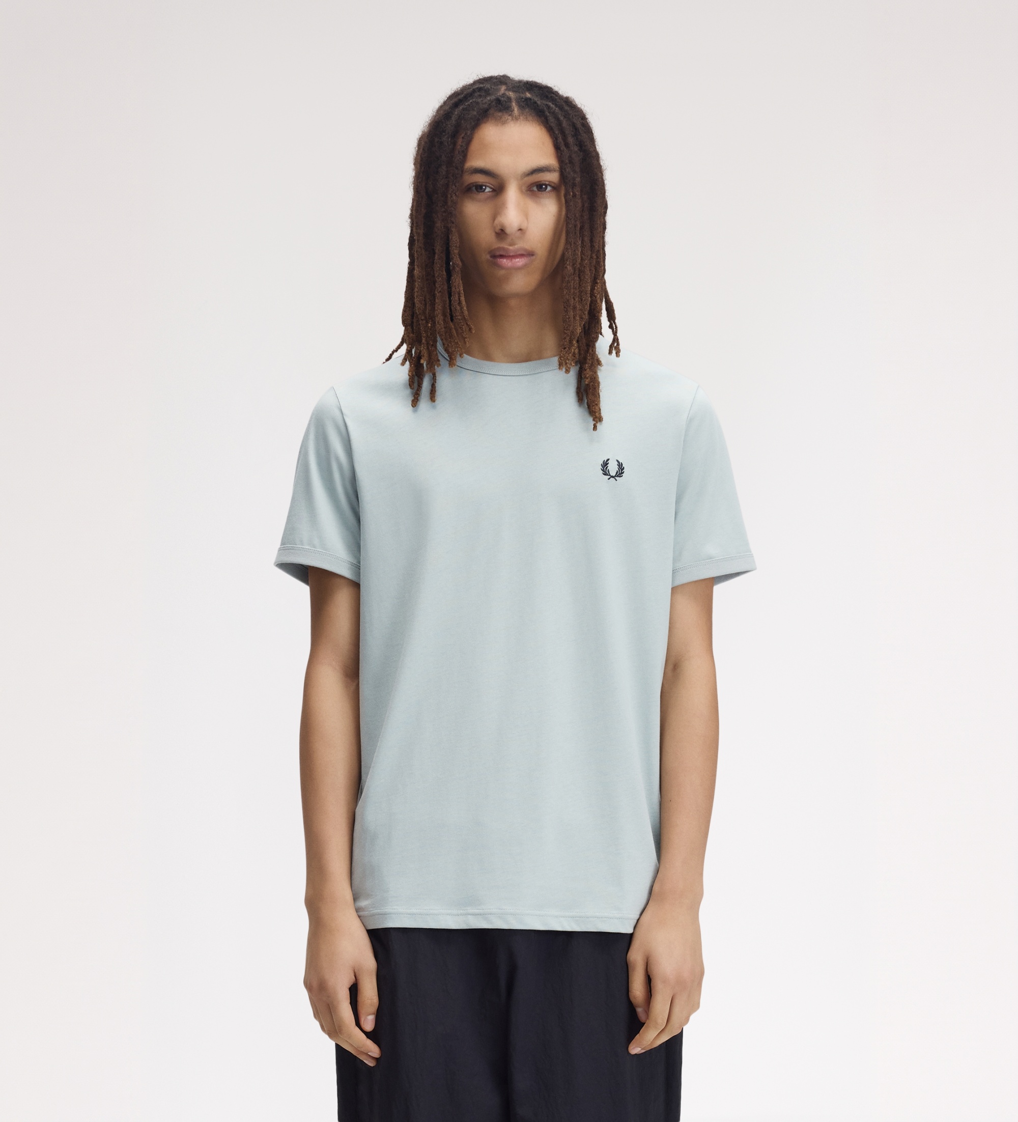 Fred Perryvoor mannen. M3519 Blauw Ringer T-shirt (L), Casual, Katoen, Korte mouwen