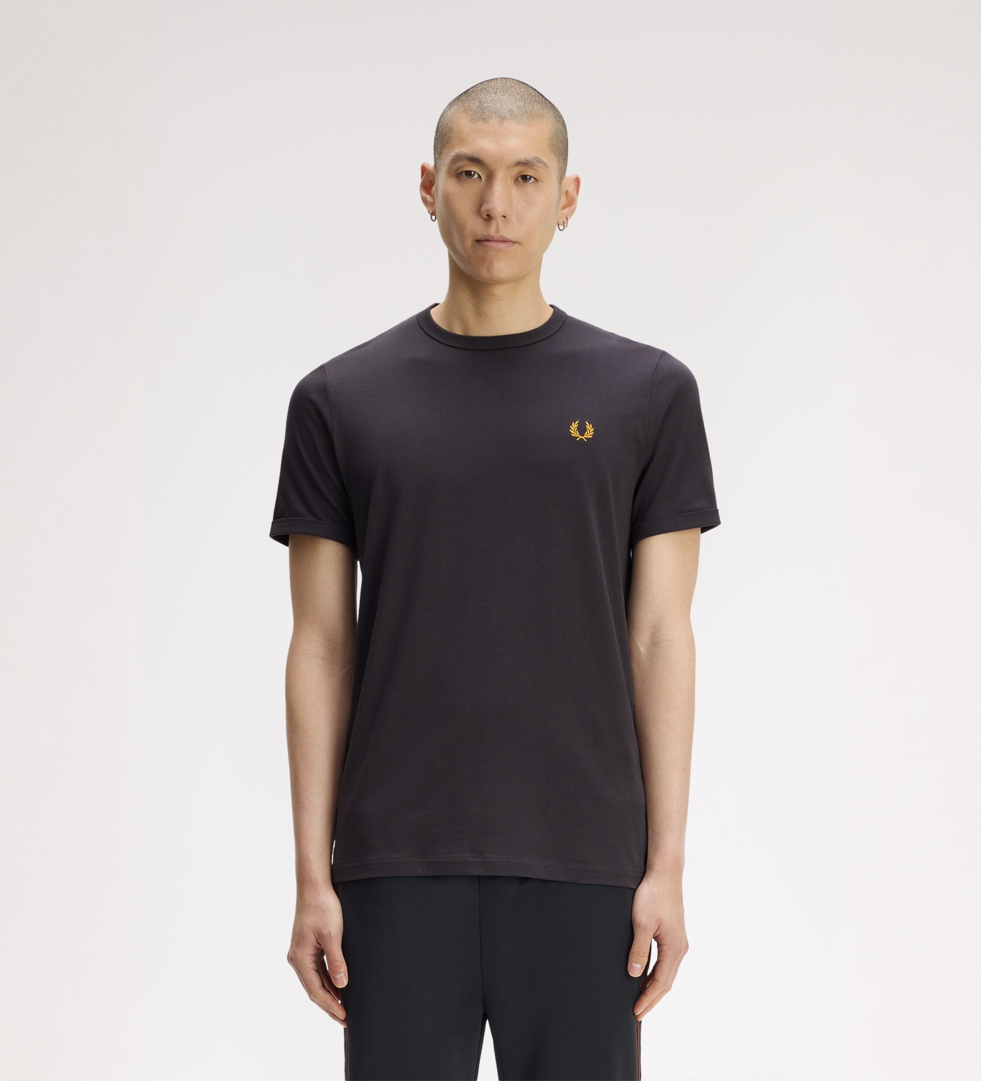 Fred Perryvoor mannen. M3519 Grijs Ringer T-shirt (M), Casual, Katoen, Korte mouwen